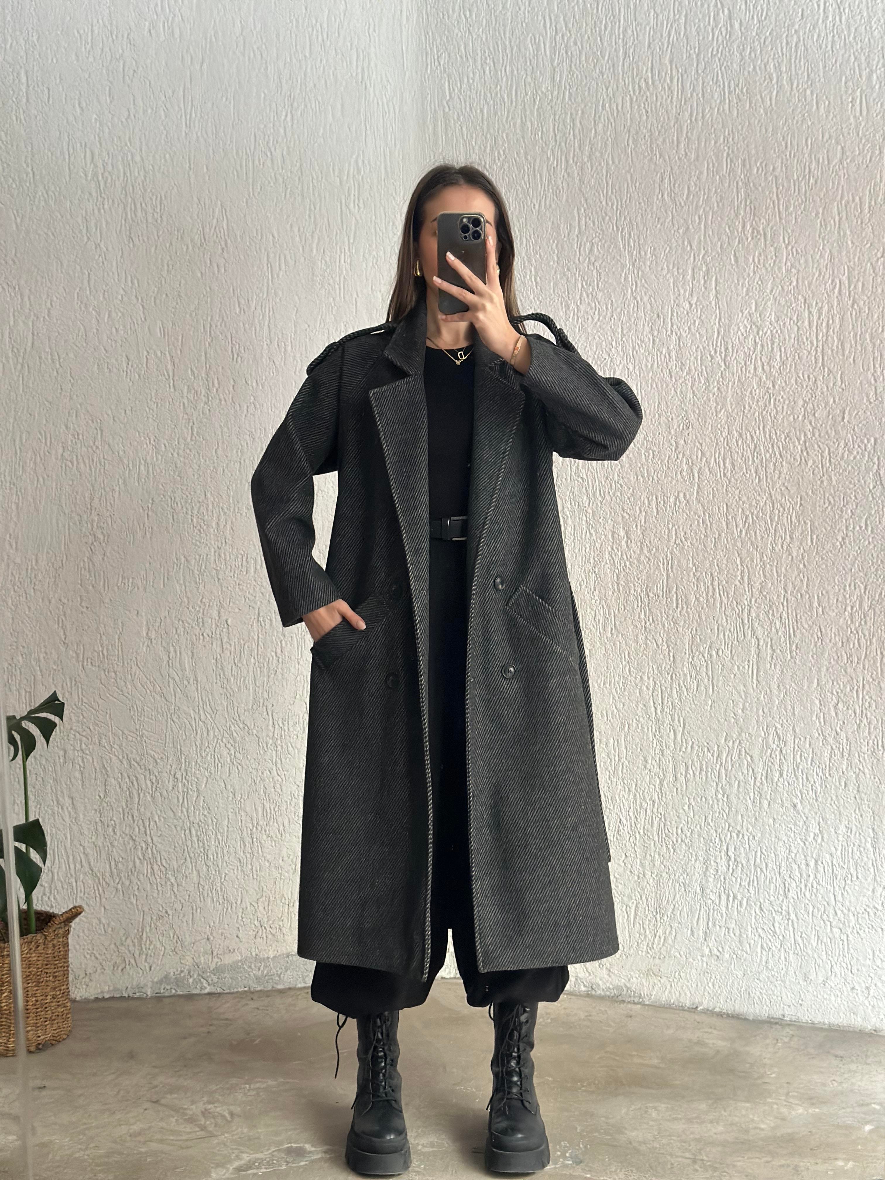 Kuşaklı Kaşe Kaban Antrasit  - Dominatrend
