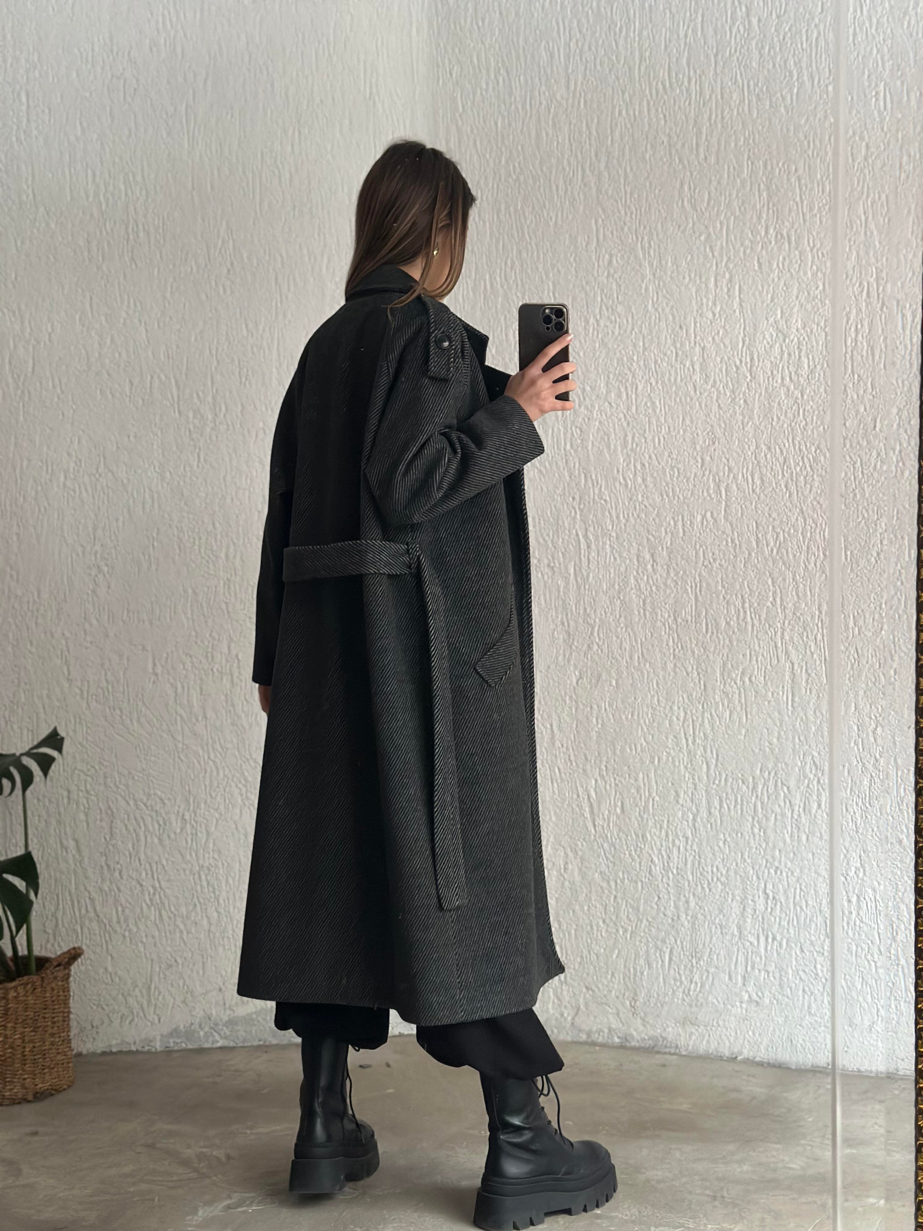 Kuşaklı Kaşe Kaban Antrasit  - Dominatrend