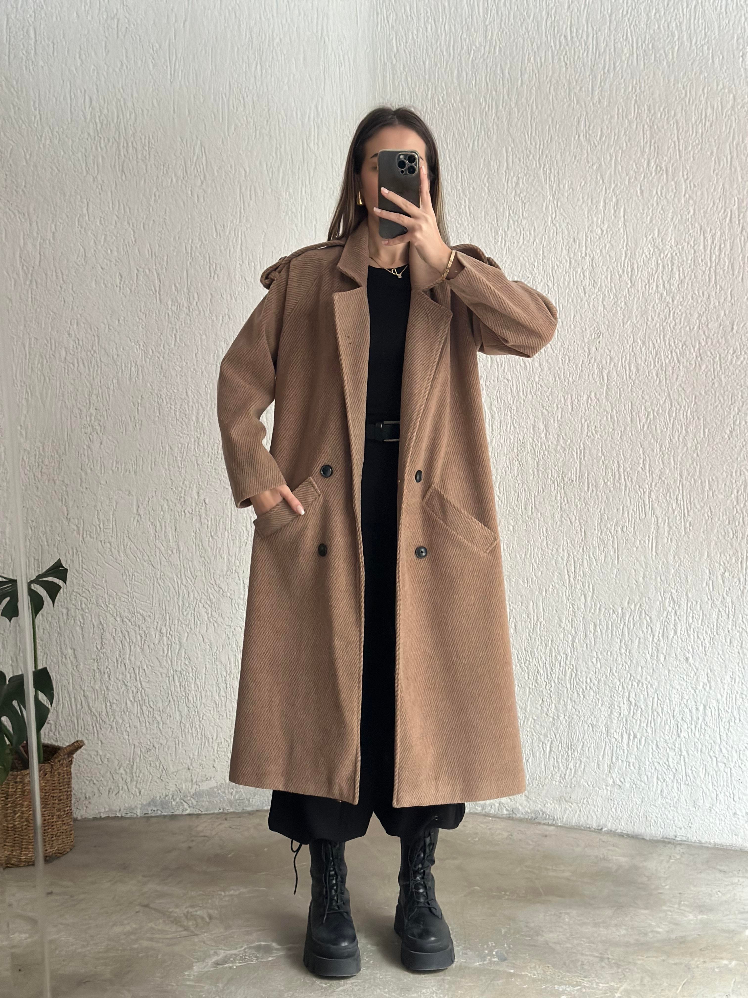 Kuşaklı Kaşe Kaban - Camel - Dominatrend