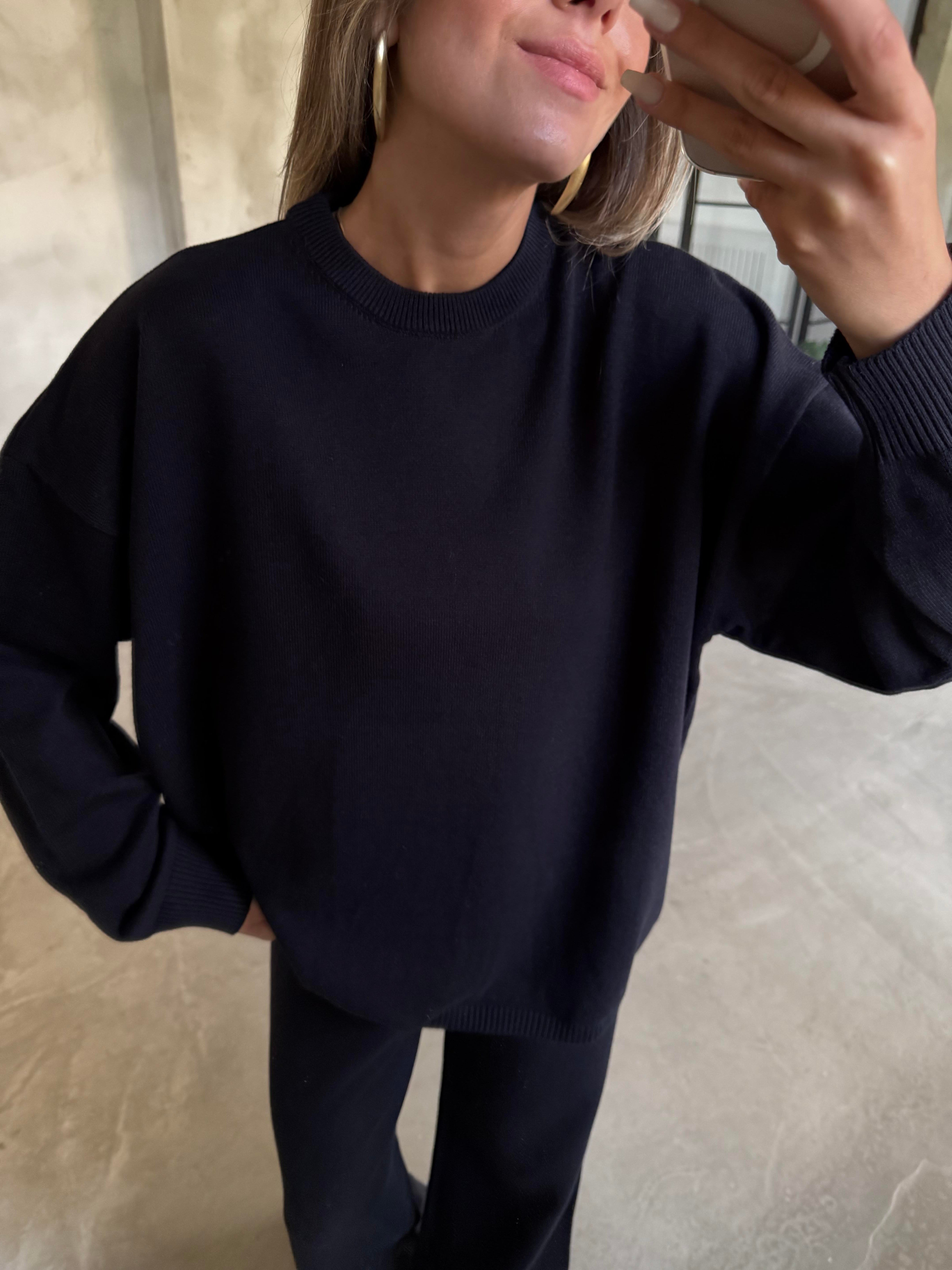 Lacivert Basic Oversize Triko Takım - Dominatrend