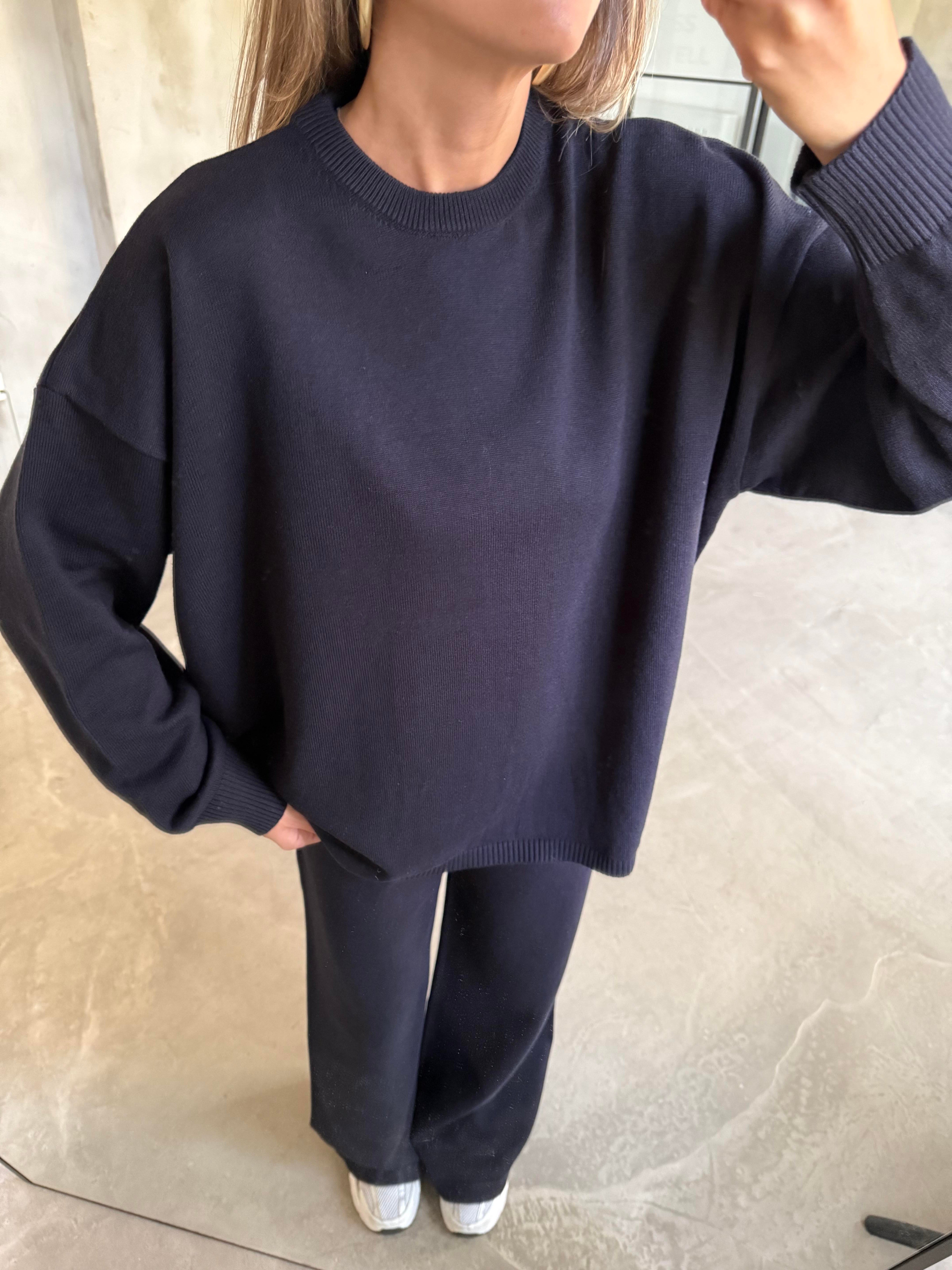 Lacivert Basic Oversize Triko Takım - Dominatrend