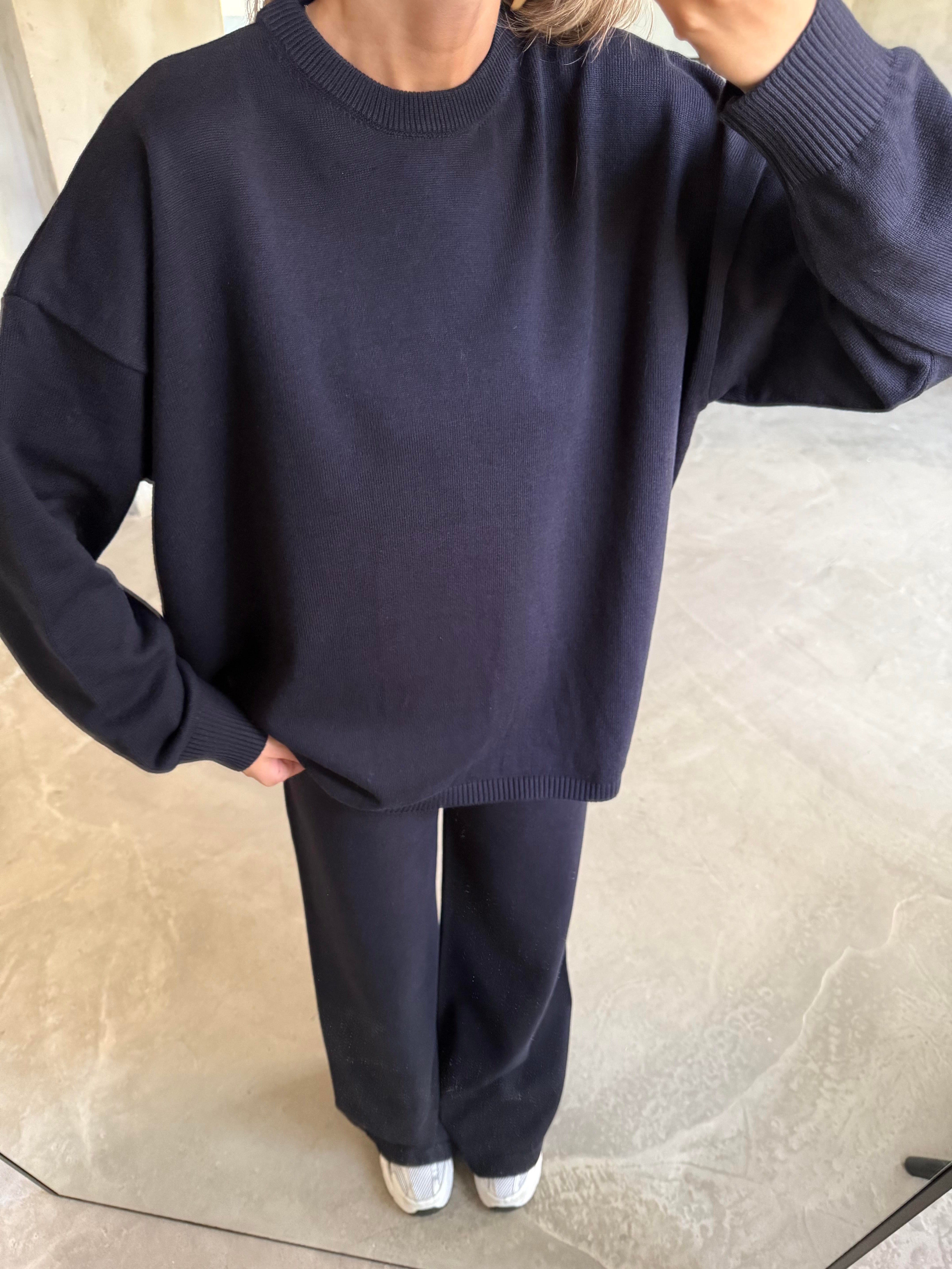 Lacivert Basic Oversize Triko Takım - Dominatrend