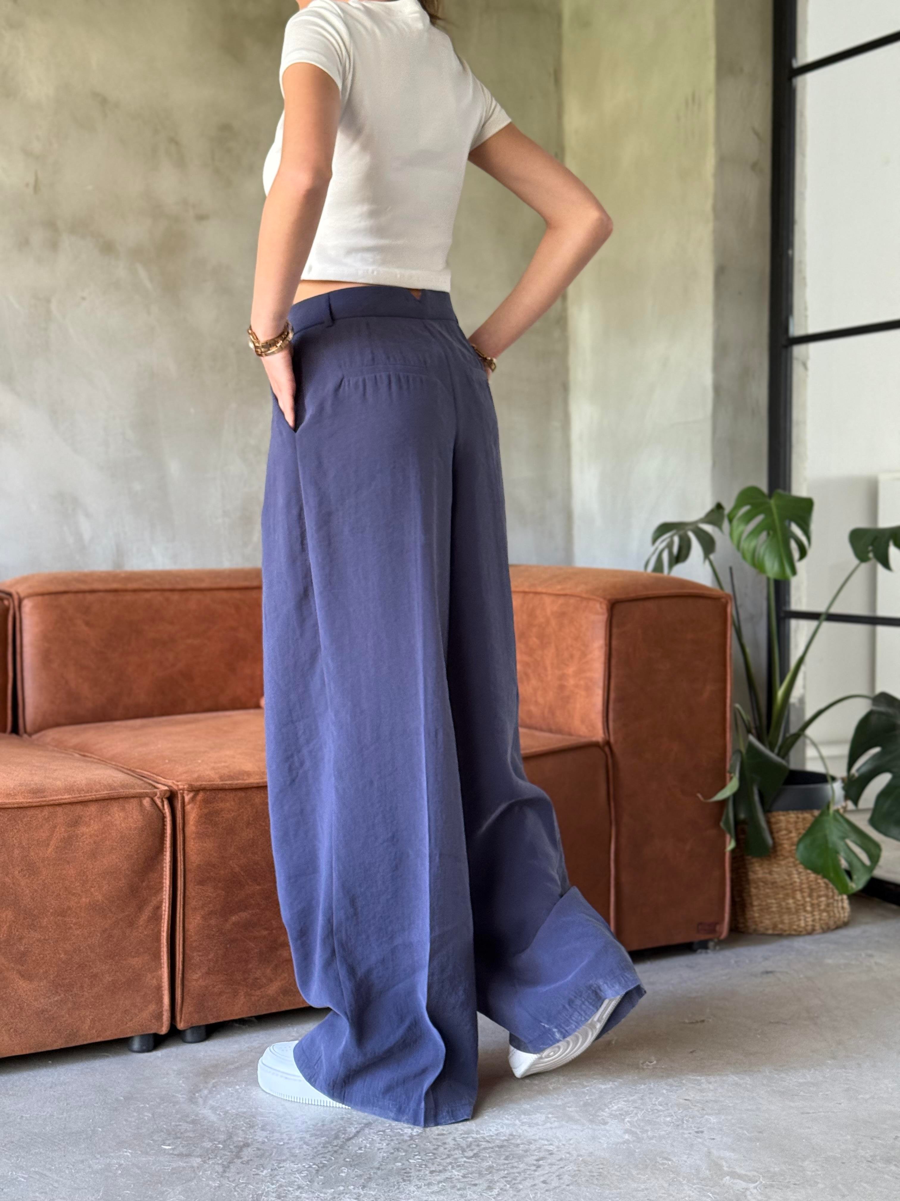 Lacivert Tencel Pantolon - Dominatrend