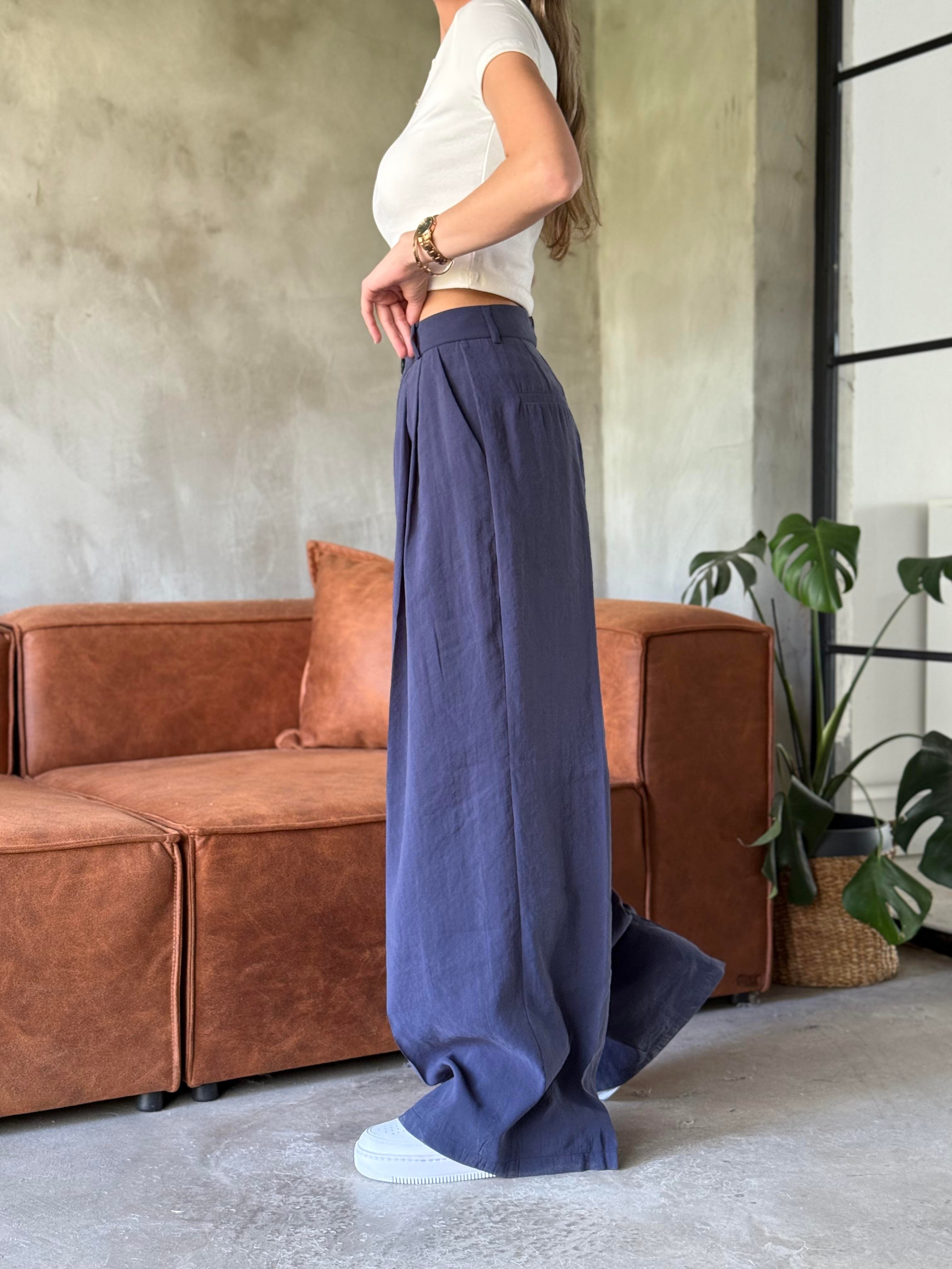 Lacivert Tencel Pantolon - Dominatrend