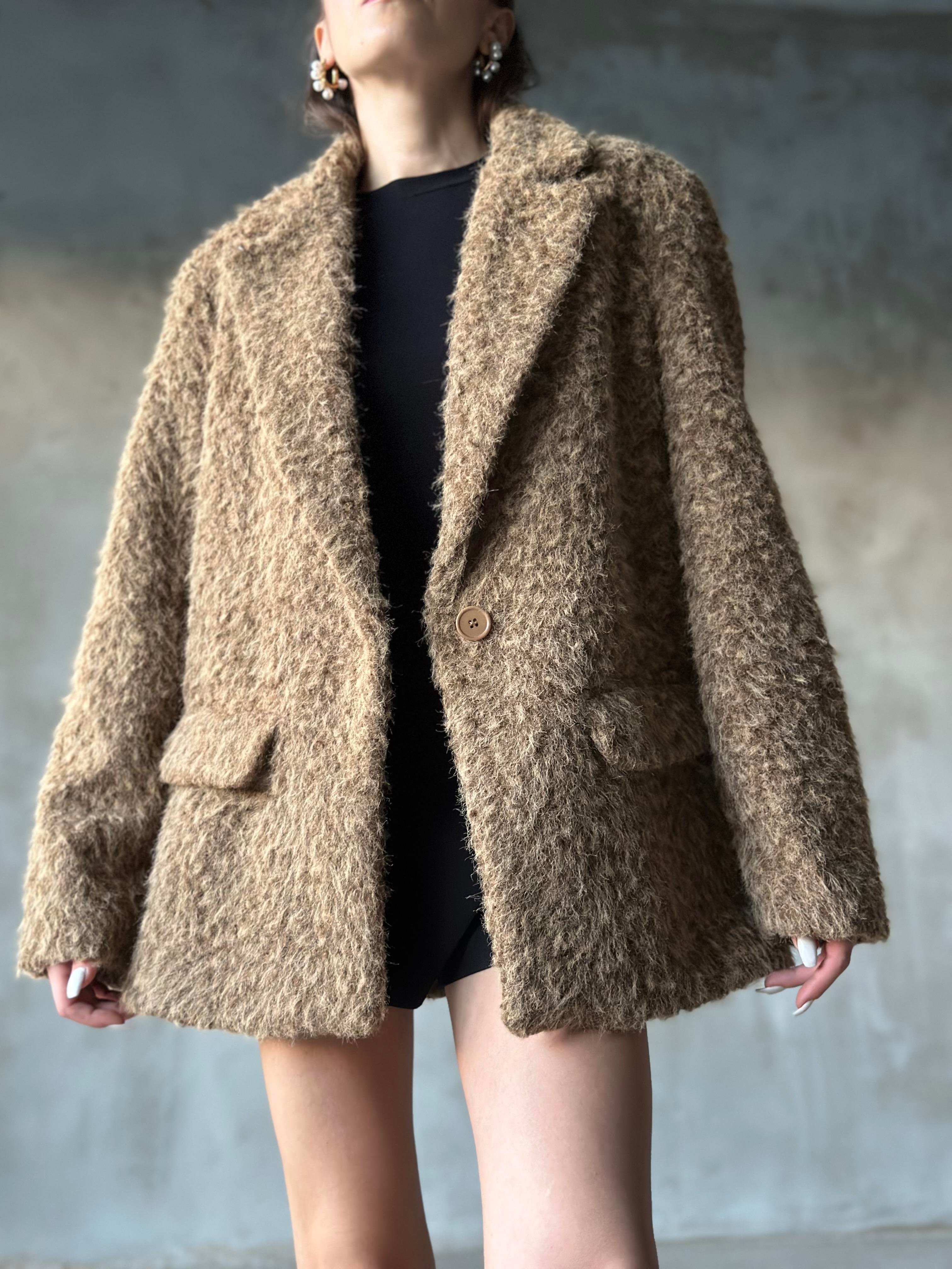 Ladies Keçe Blazer Ceket - Kahverengi - Dominatrend