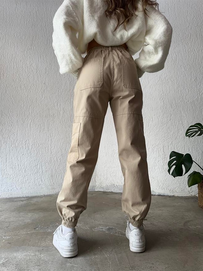 Lastikli Kargo Pantolon - Camel - Dominatrend