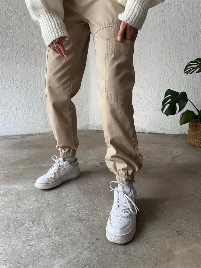 Lastikli Kargo Pantolon - Camel - Dominatrend
