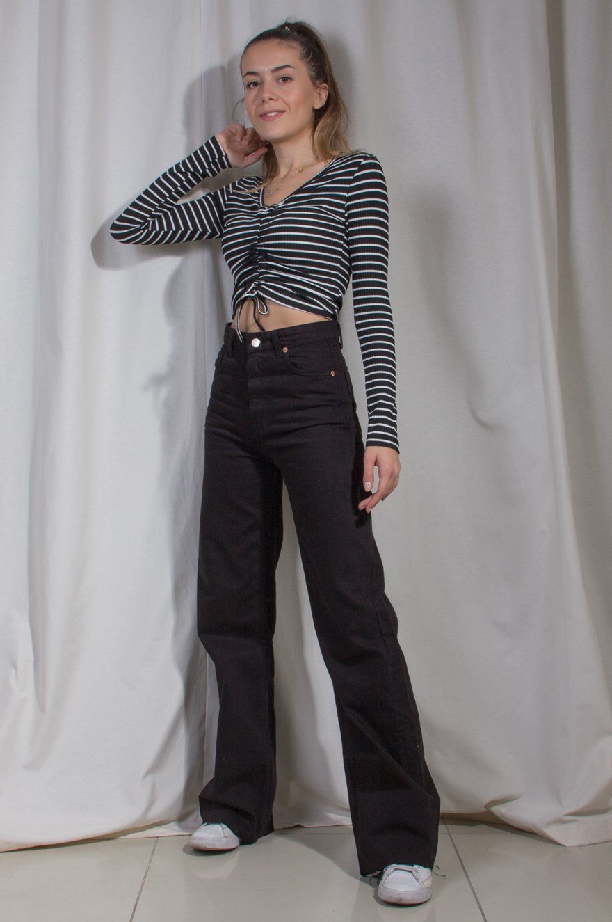Lazer Kesim Straight Jean - Siyah - Dominatrend