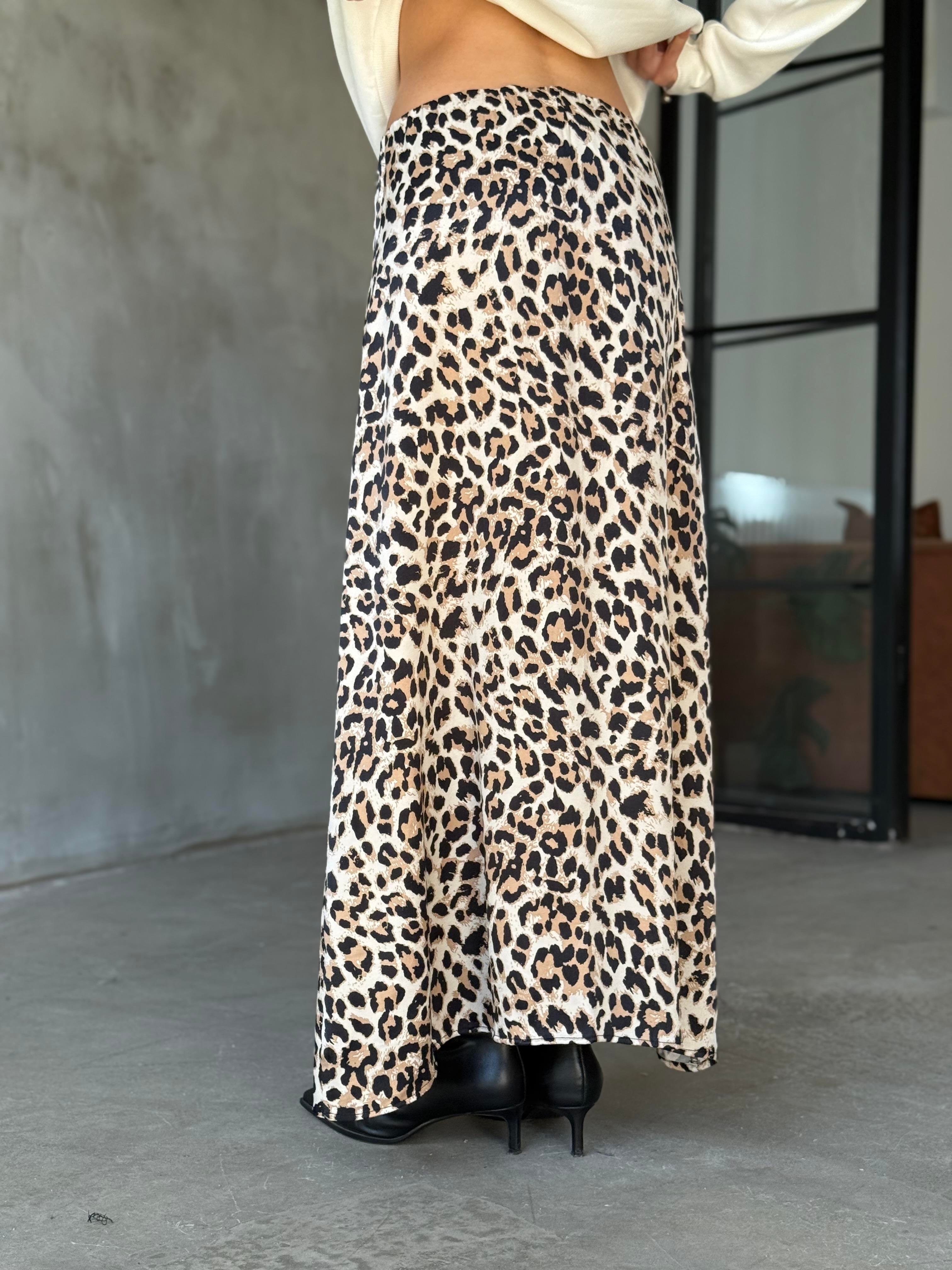 Leopar Maxi Saten Etek - Dominatrend
