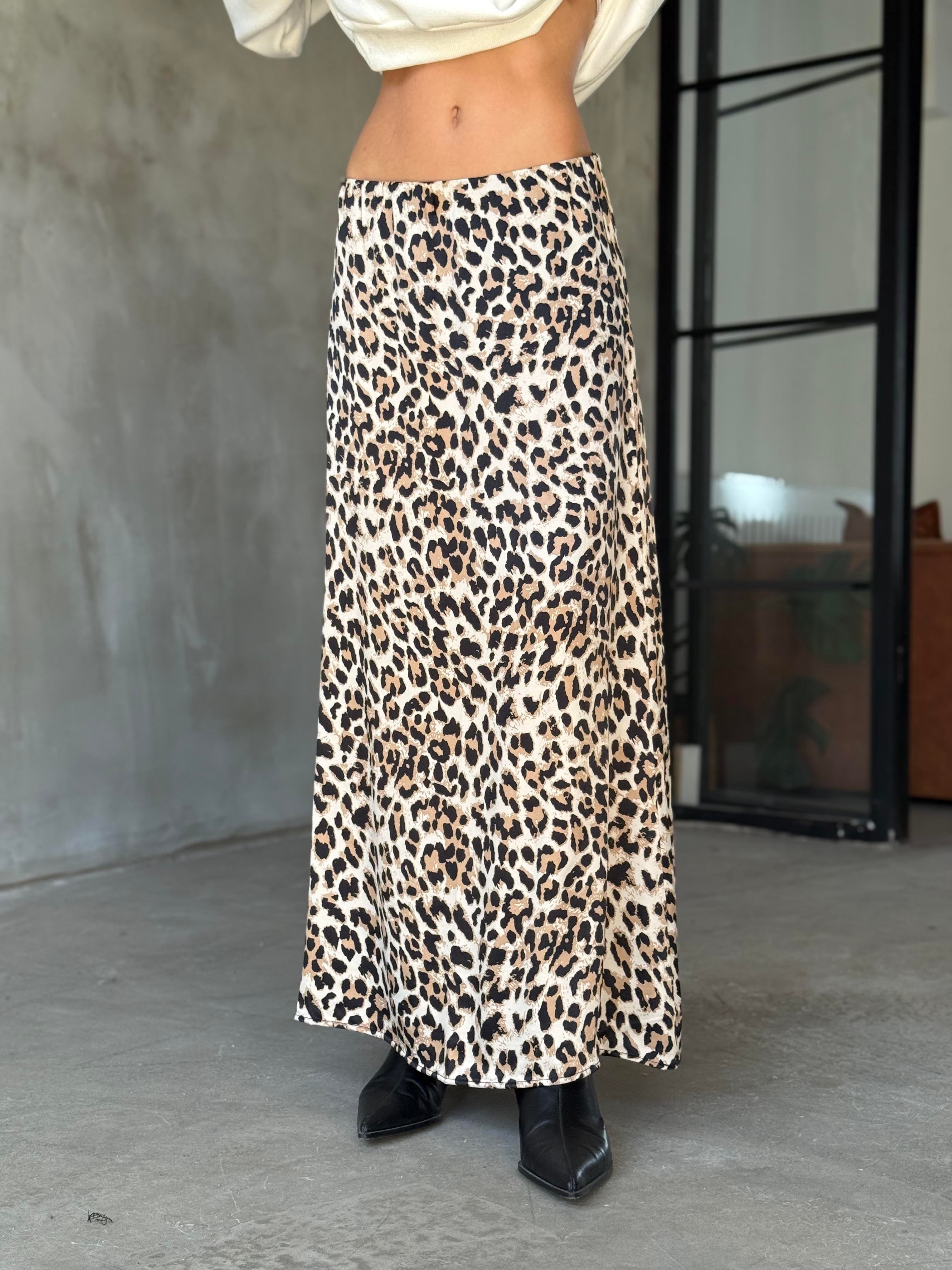 Leopar Maxi Saten Etek - Dominatrend