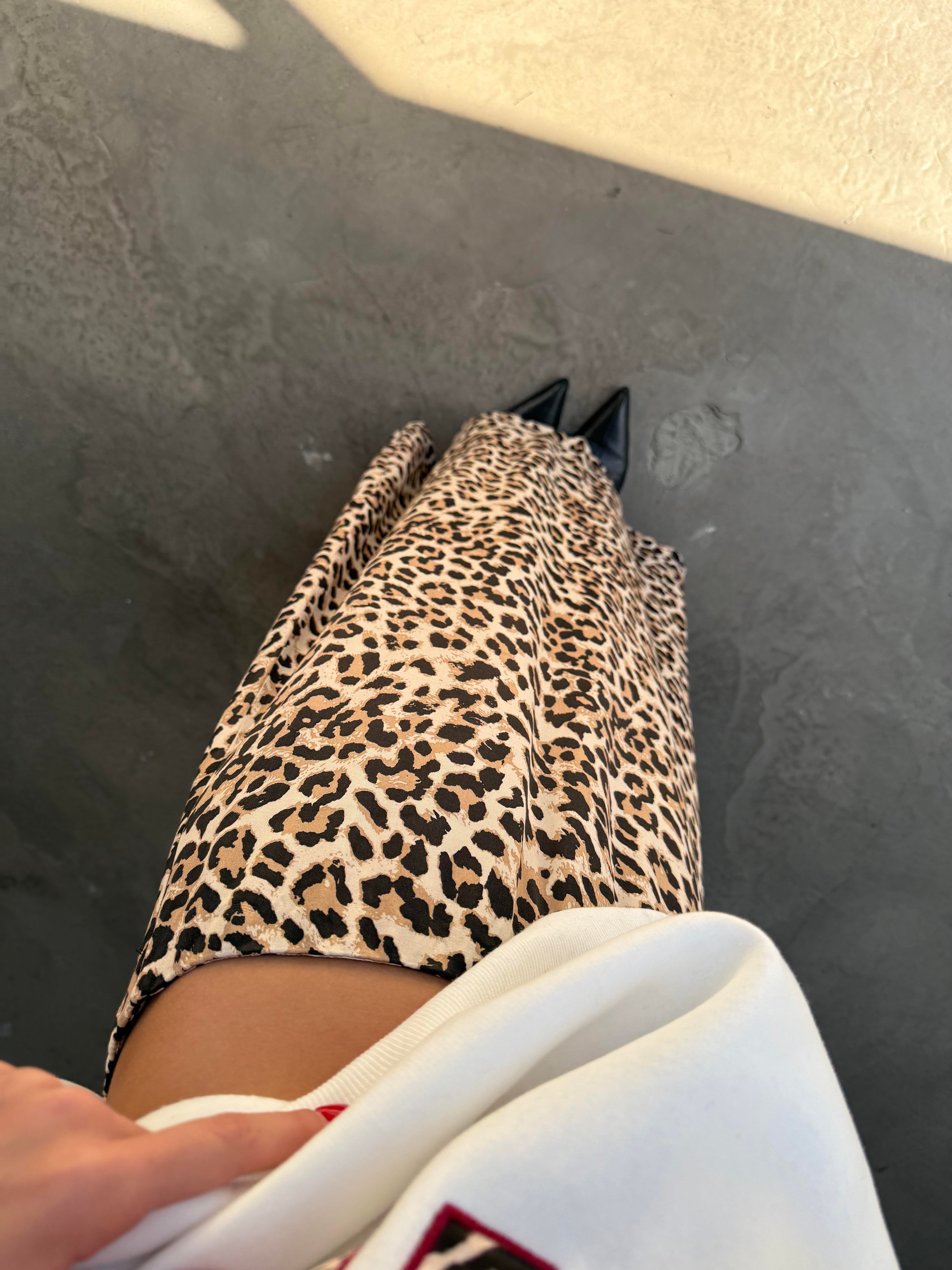 Leopar Maxi Saten Etek - Dominatrend