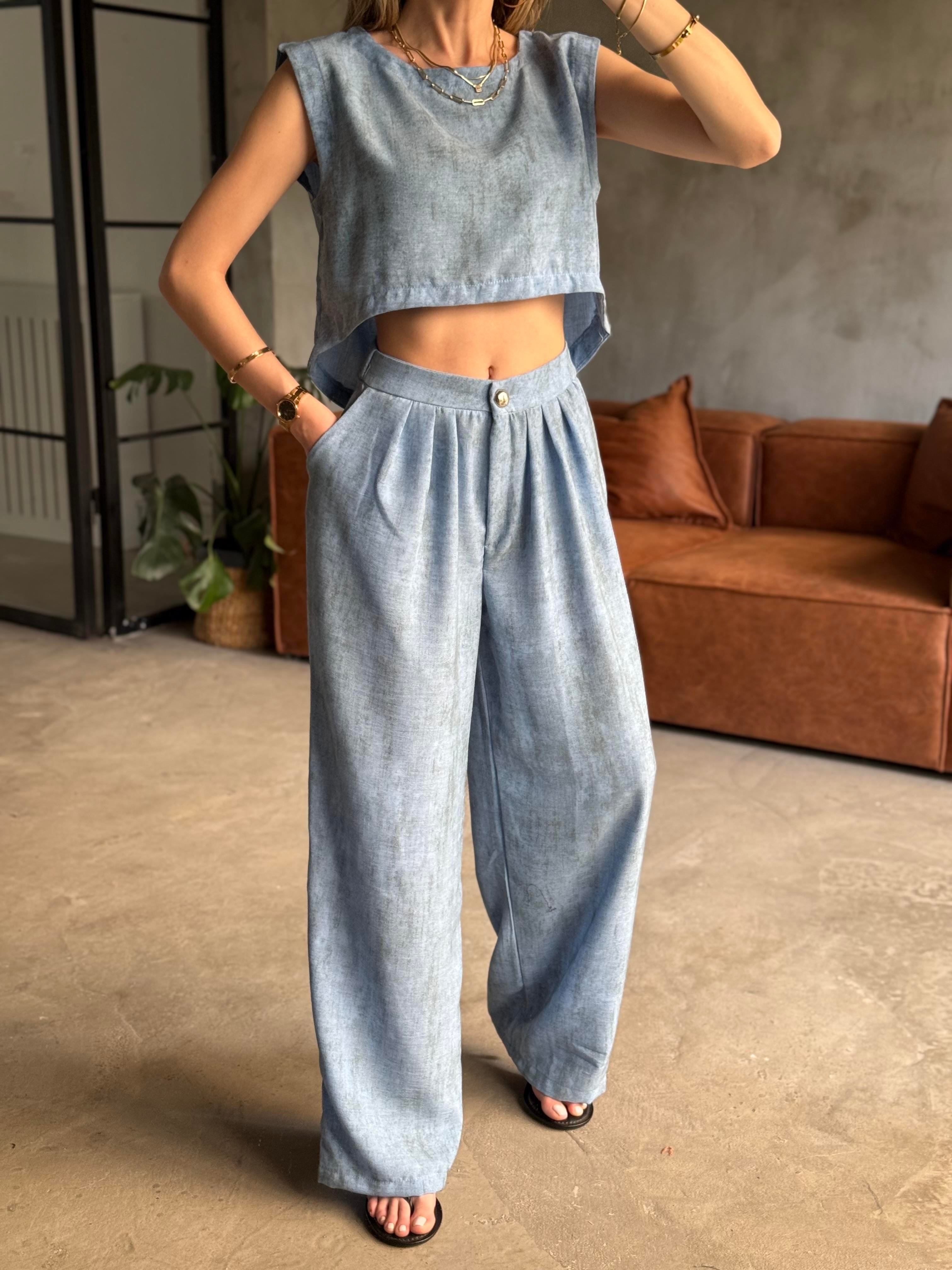 Lily Keten Karışımlı Takım - Mavi - Dominatrend