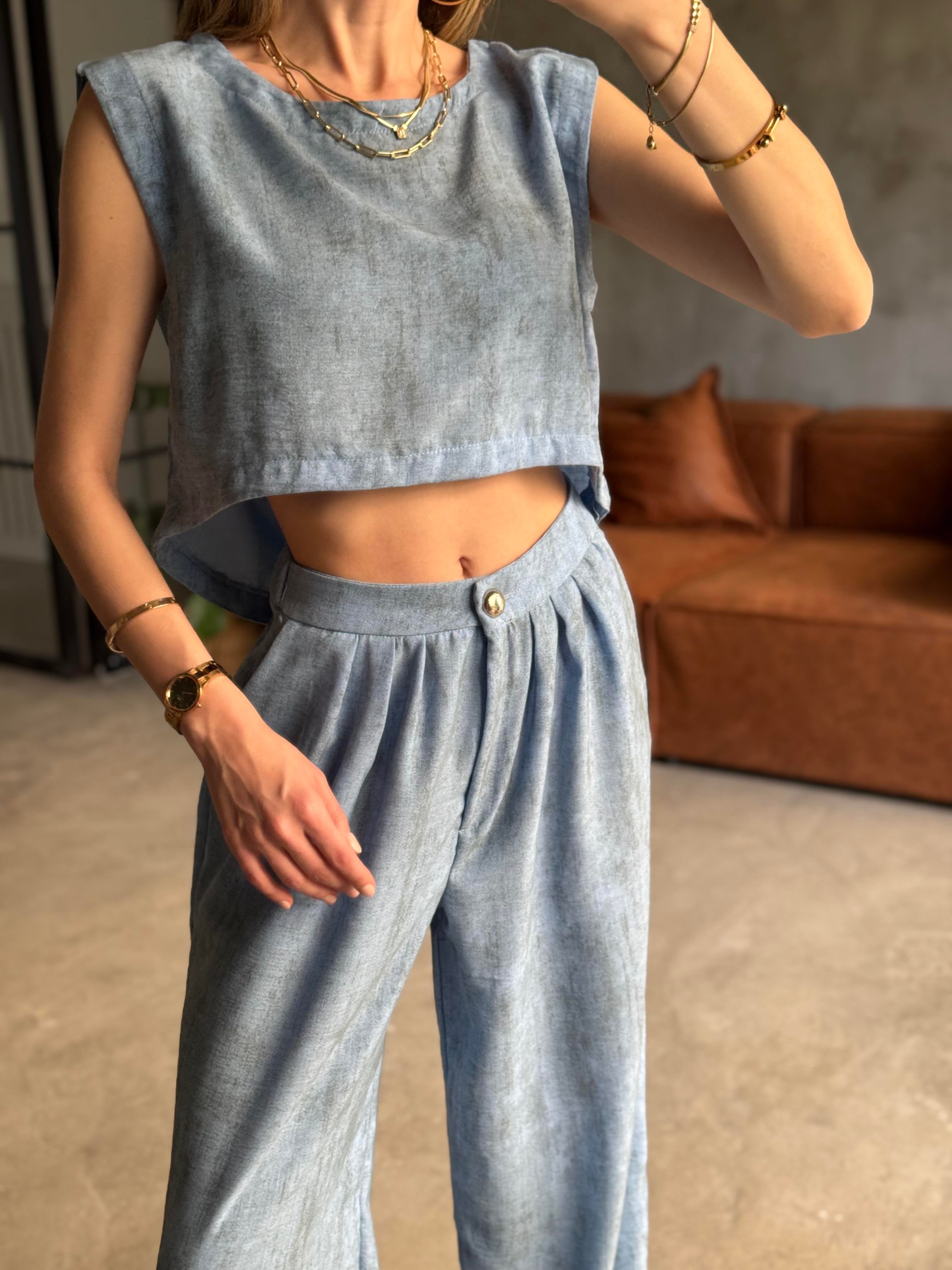 Lily Keten Karışımlı Takım - Mavi - Dominatrend