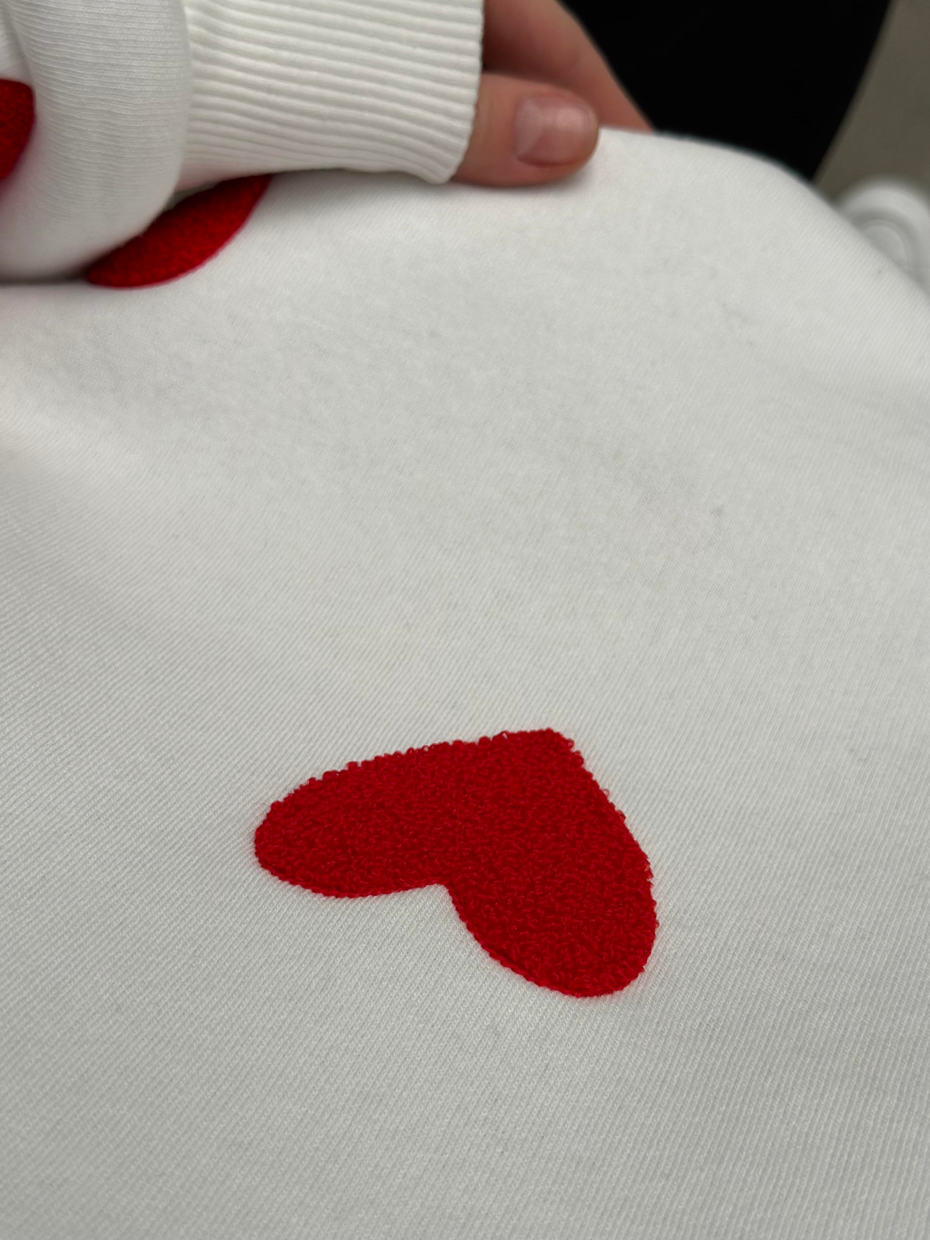 Love Kalp Nakışlı Sweatshirt - Beyaz - Dominatrend