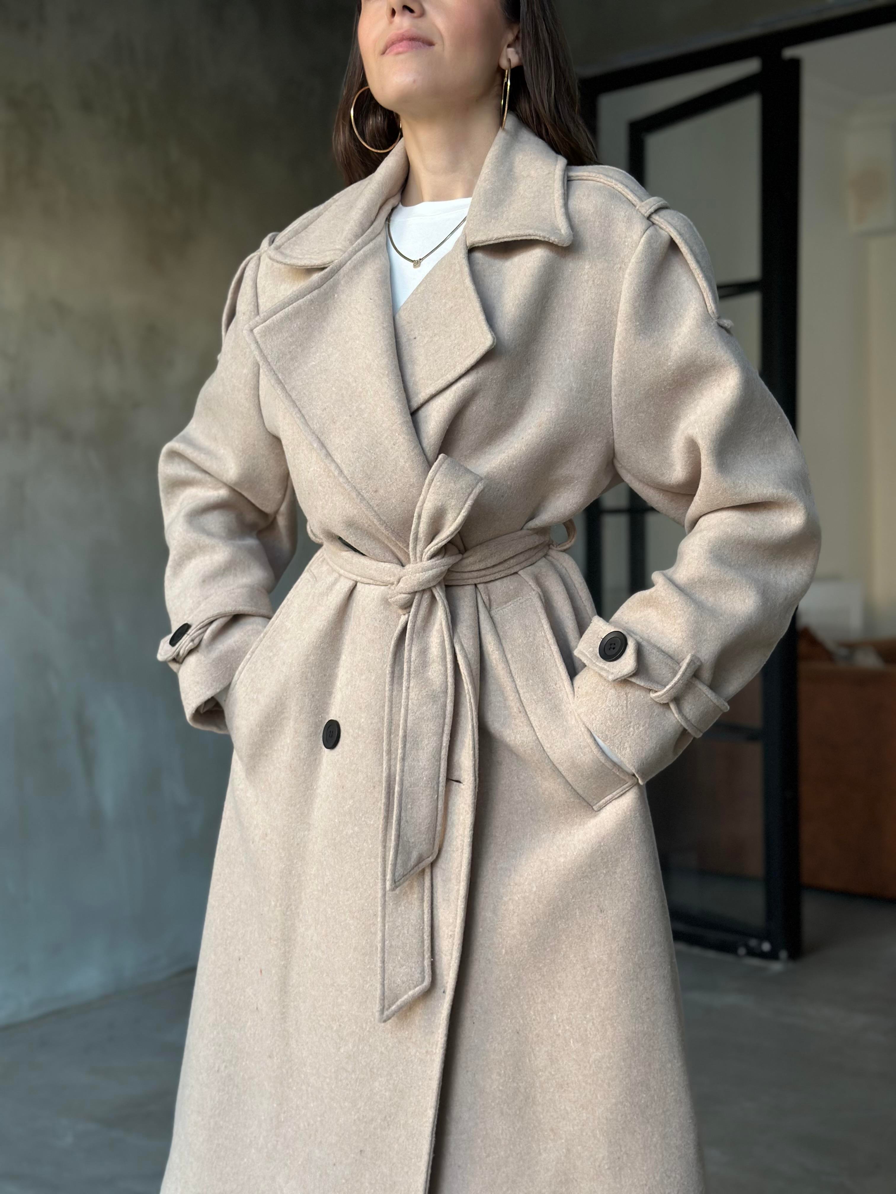 Massi Oversize Kaşe Kaban - Krem - Dominatrend