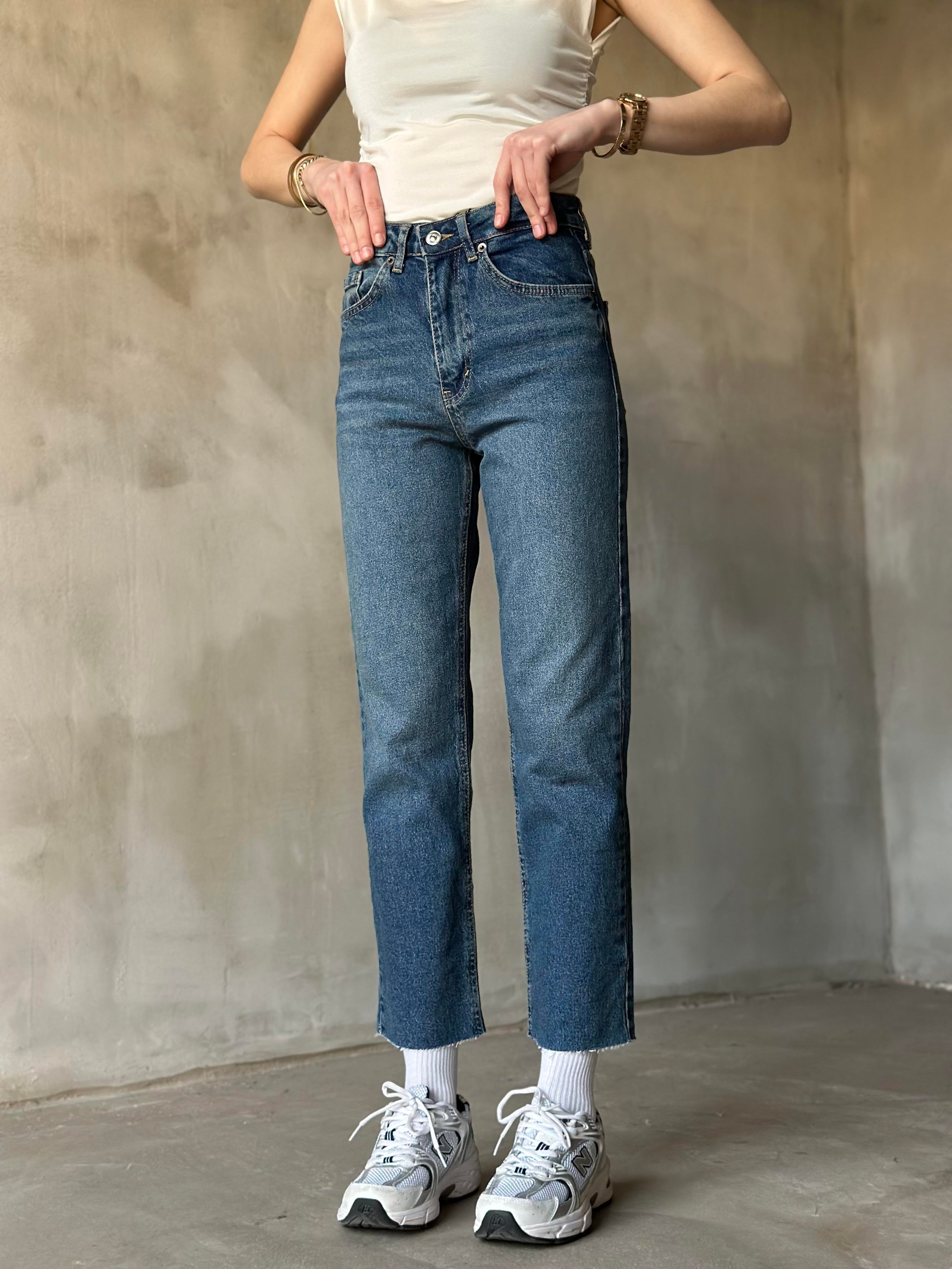 Mavi Kesik Paça Boyfit Jean - Dominatrend