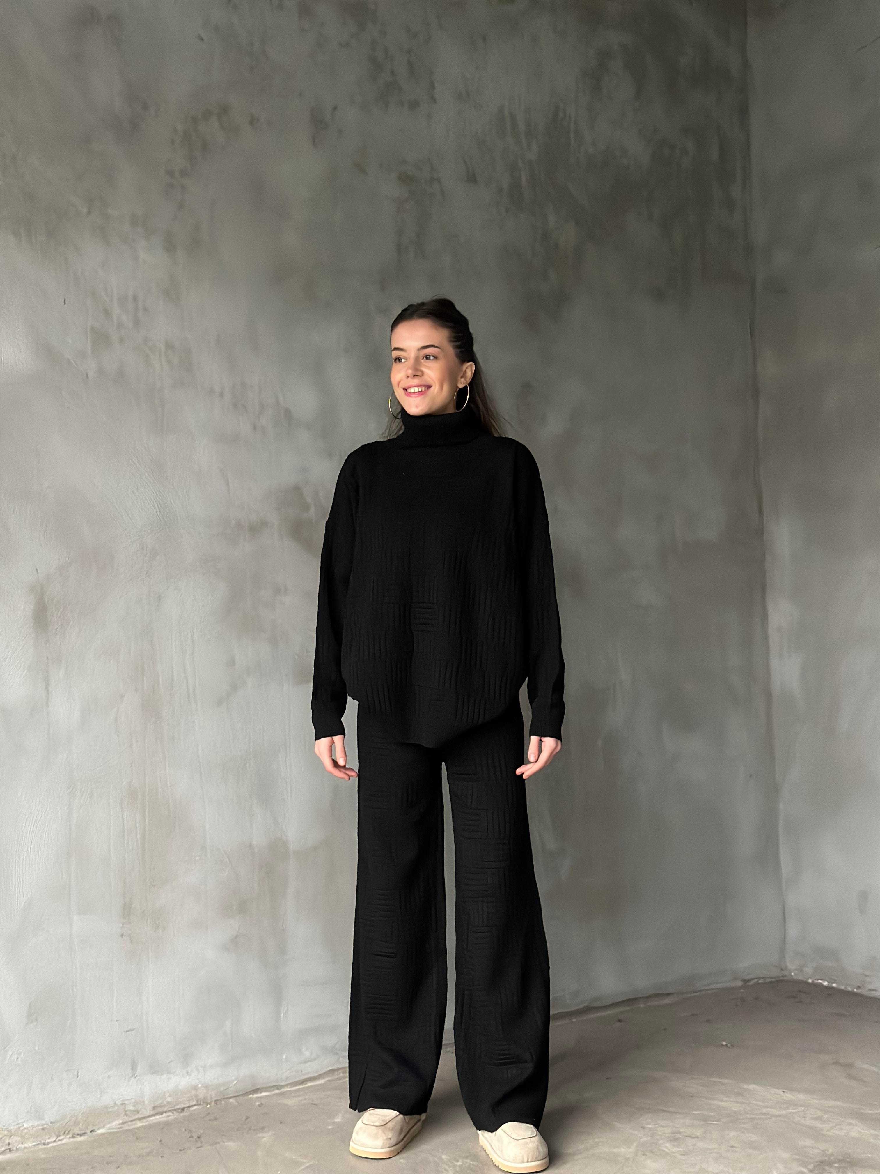 Miss Örme Triko Takım - Siyah - Dominatrend