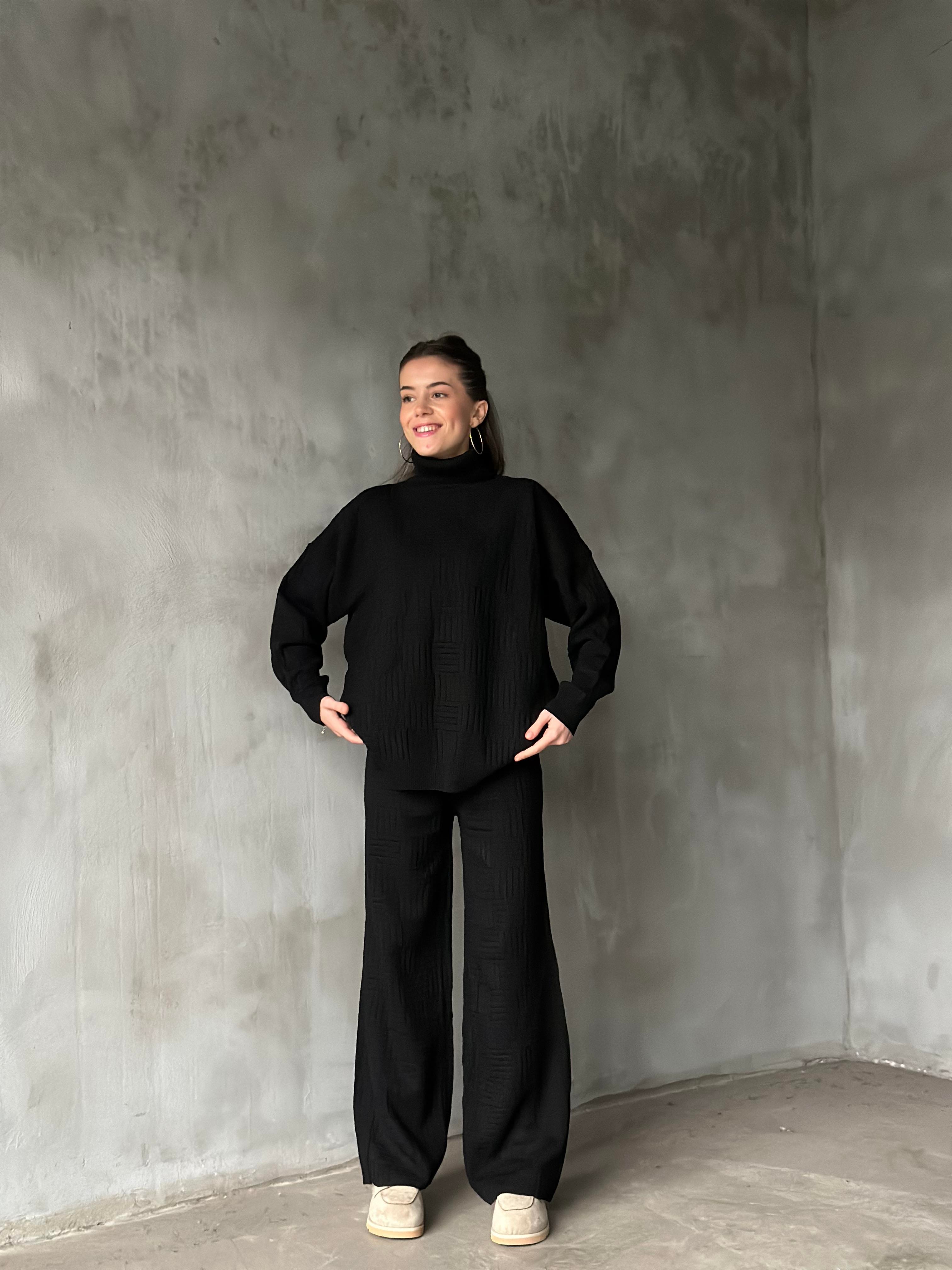 Miss Örme Triko Takım - Siyah - Dominatrend
