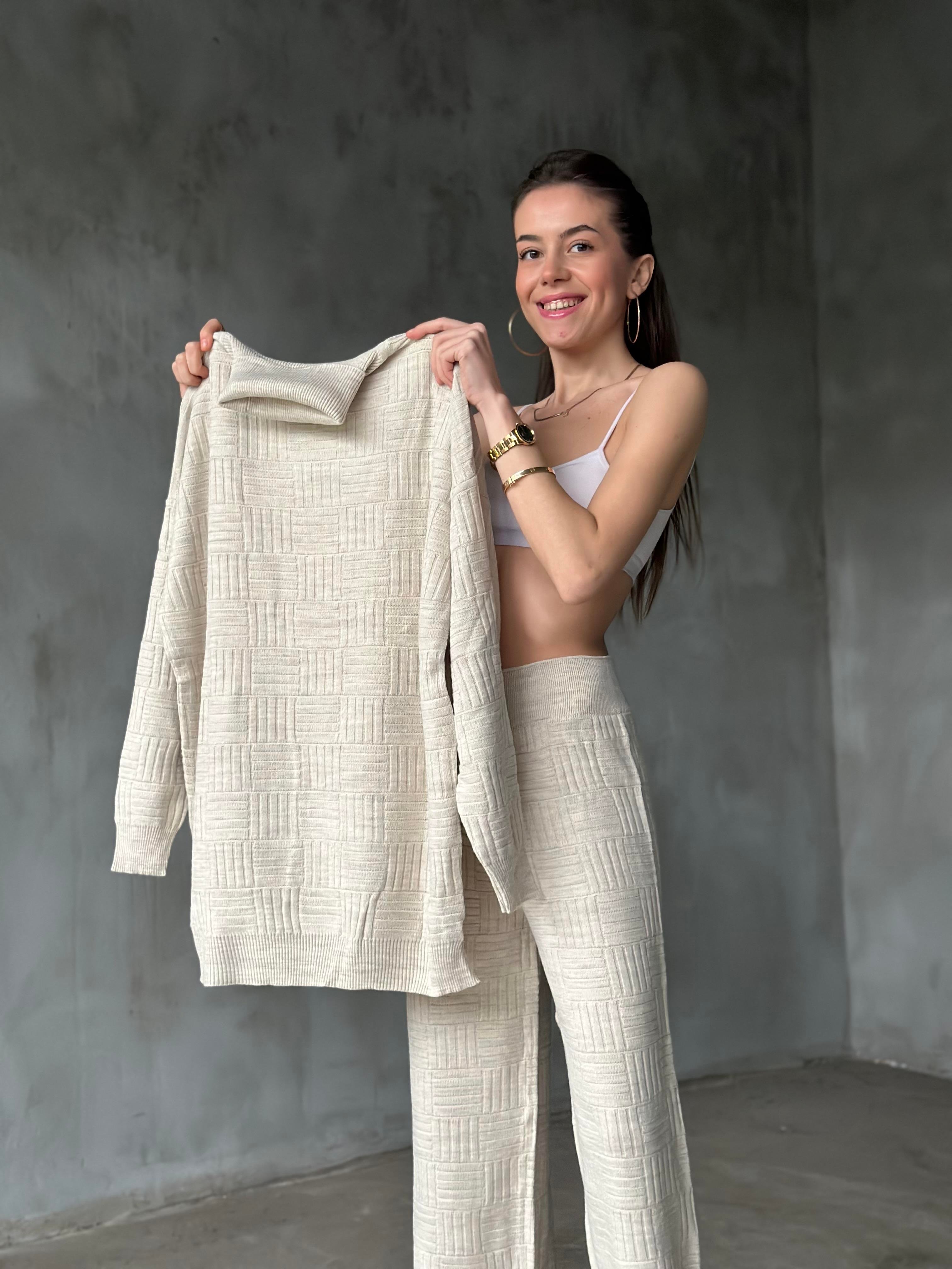 Miss Örme Triko Takım - Taş - Dominatrend