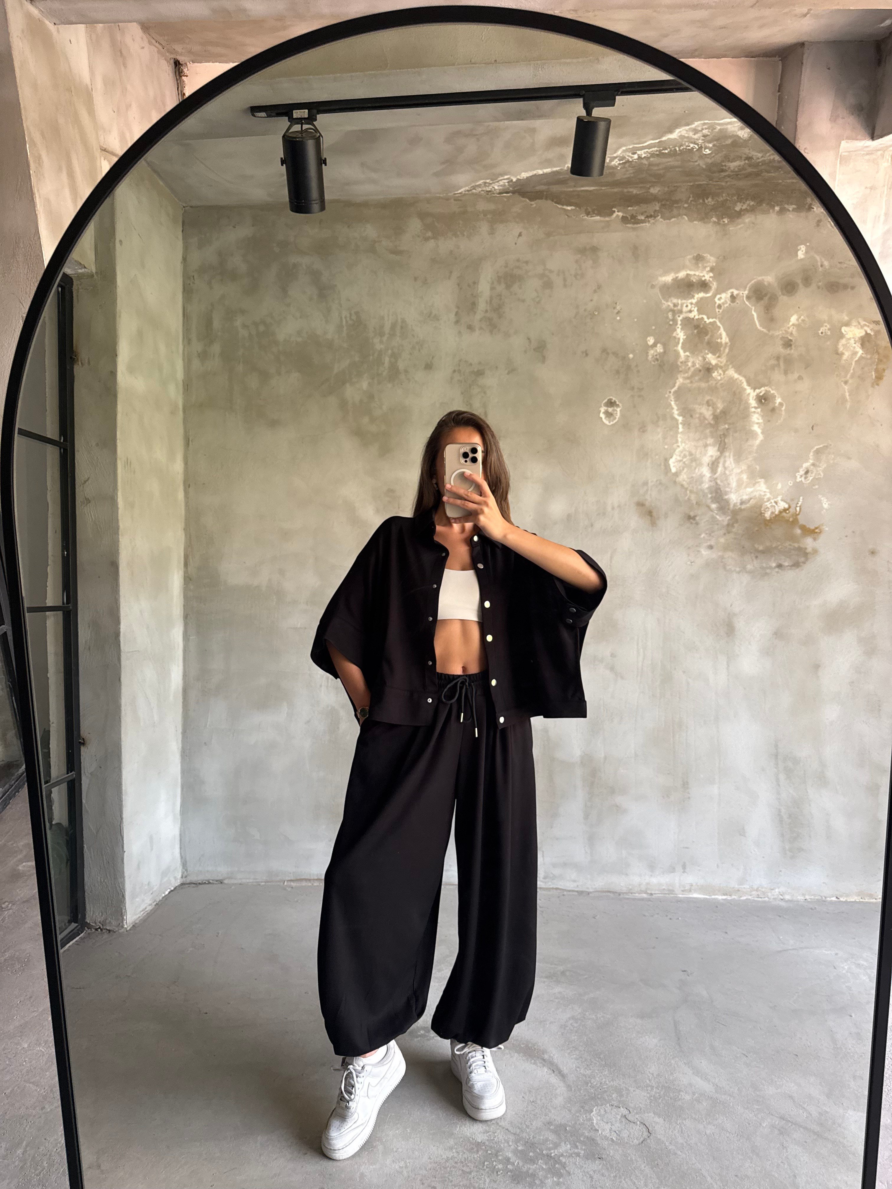 Modal Ceketli Balon Takım - Siyah - Dominatrend