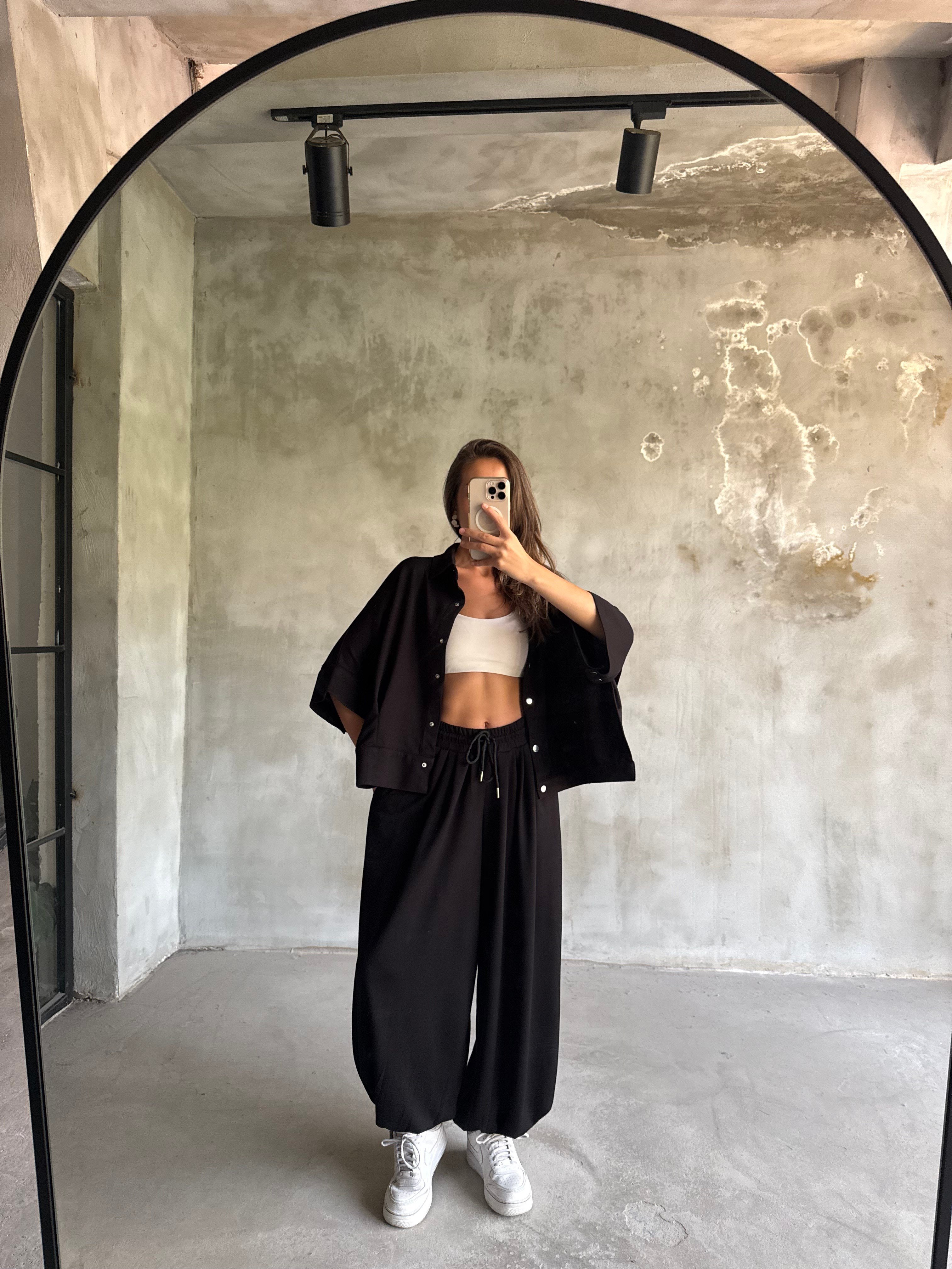 Modal Ceketli Balon Takım - Siyah - Dominatrend