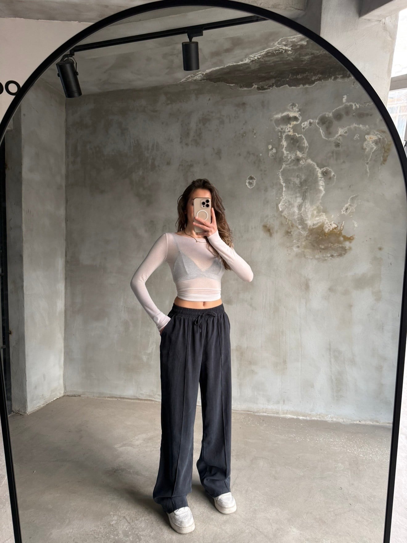 Modal Tencel Çimalı Dökümlü Pantolon - Antrasit - Dominatrend