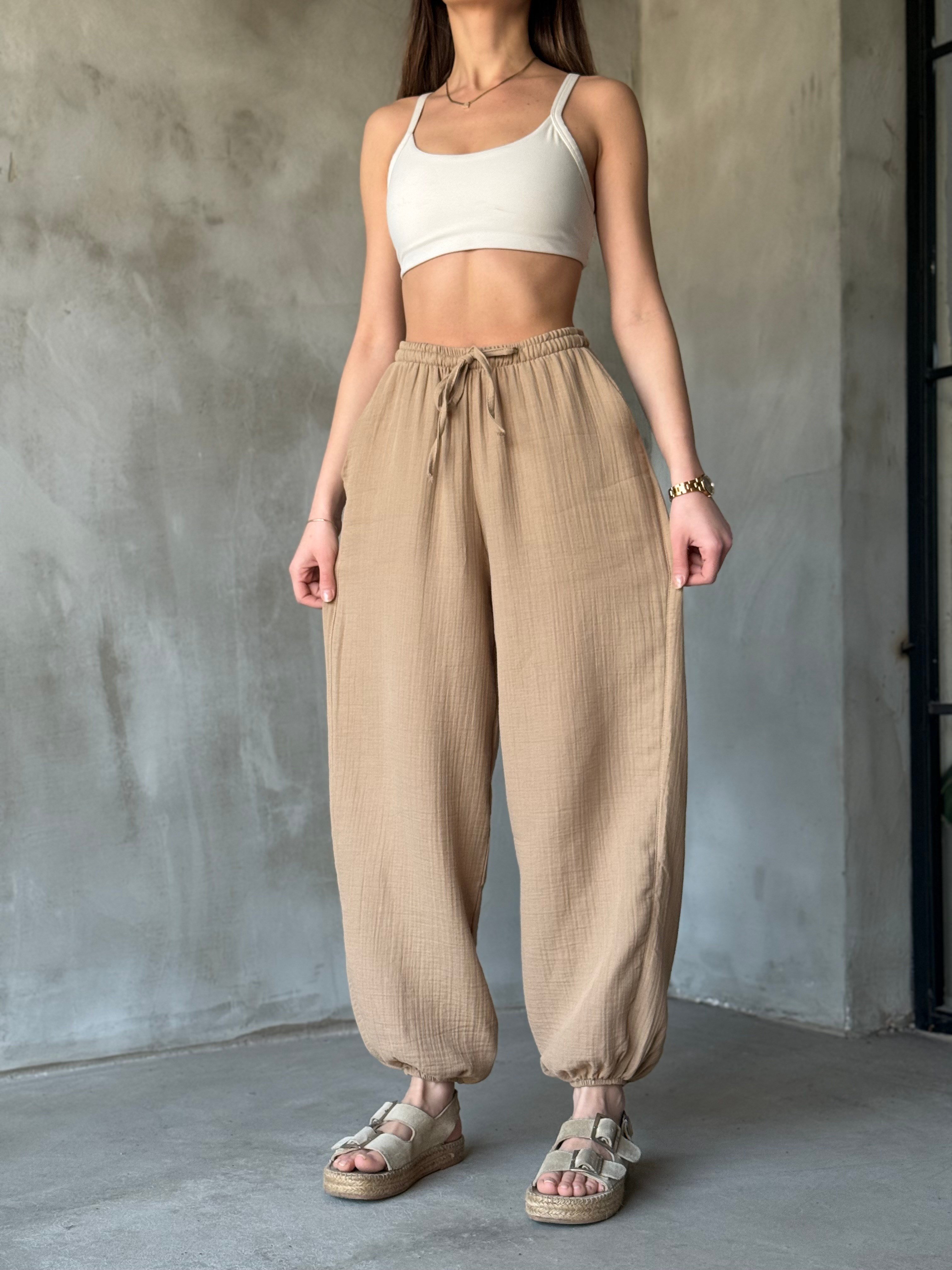 Müslin Balon Pantolon - Camel - Dominatrend