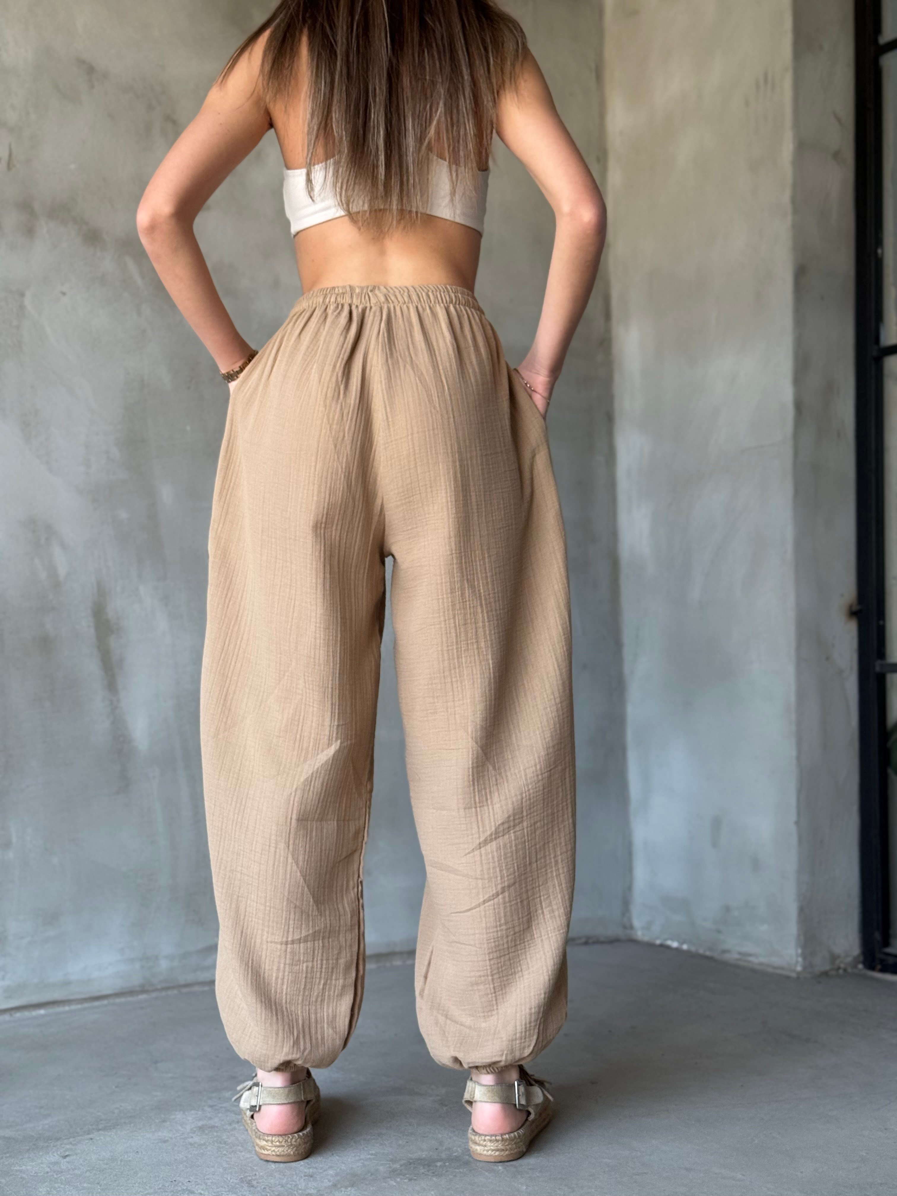 Müslin Balon Pantolon - Camel - Dominatrend