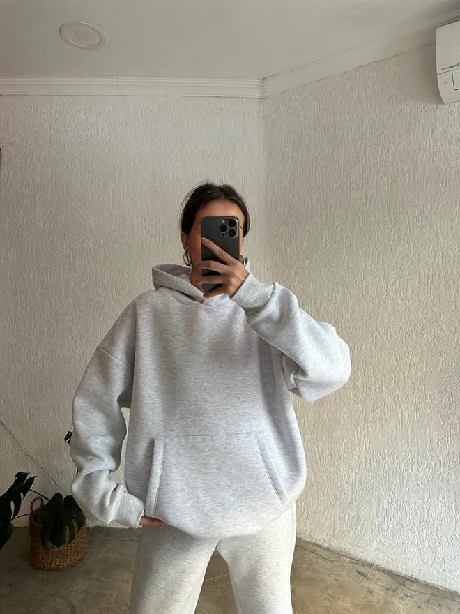 Oversize Basic Eşofman Takımı - Gri - Dominatrend