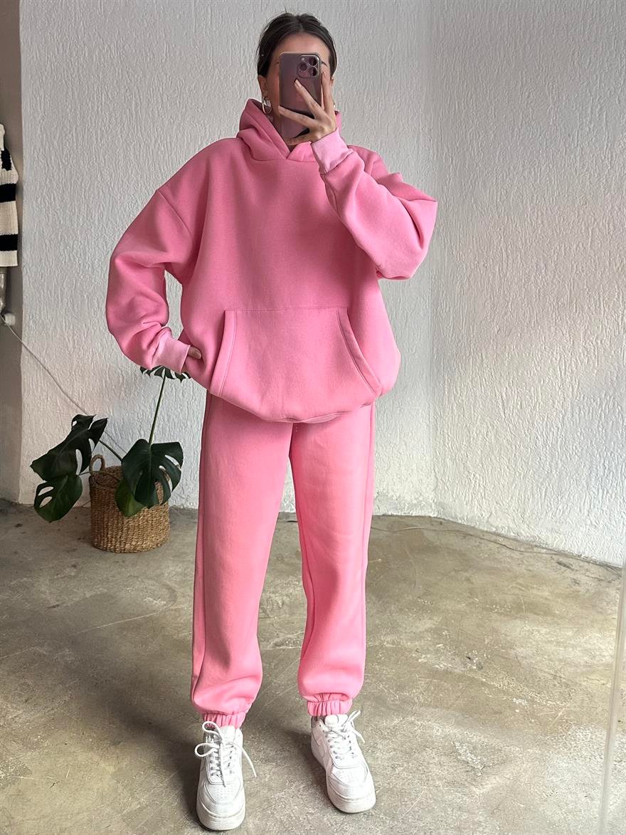 Oversize Basic Eşofman Takımı - Pembe - Dominatrend