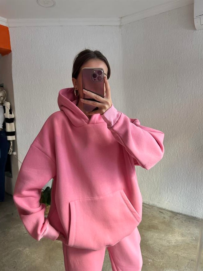 Oversize Basic Eşofman Takımı - Pembe - Dominatrend
