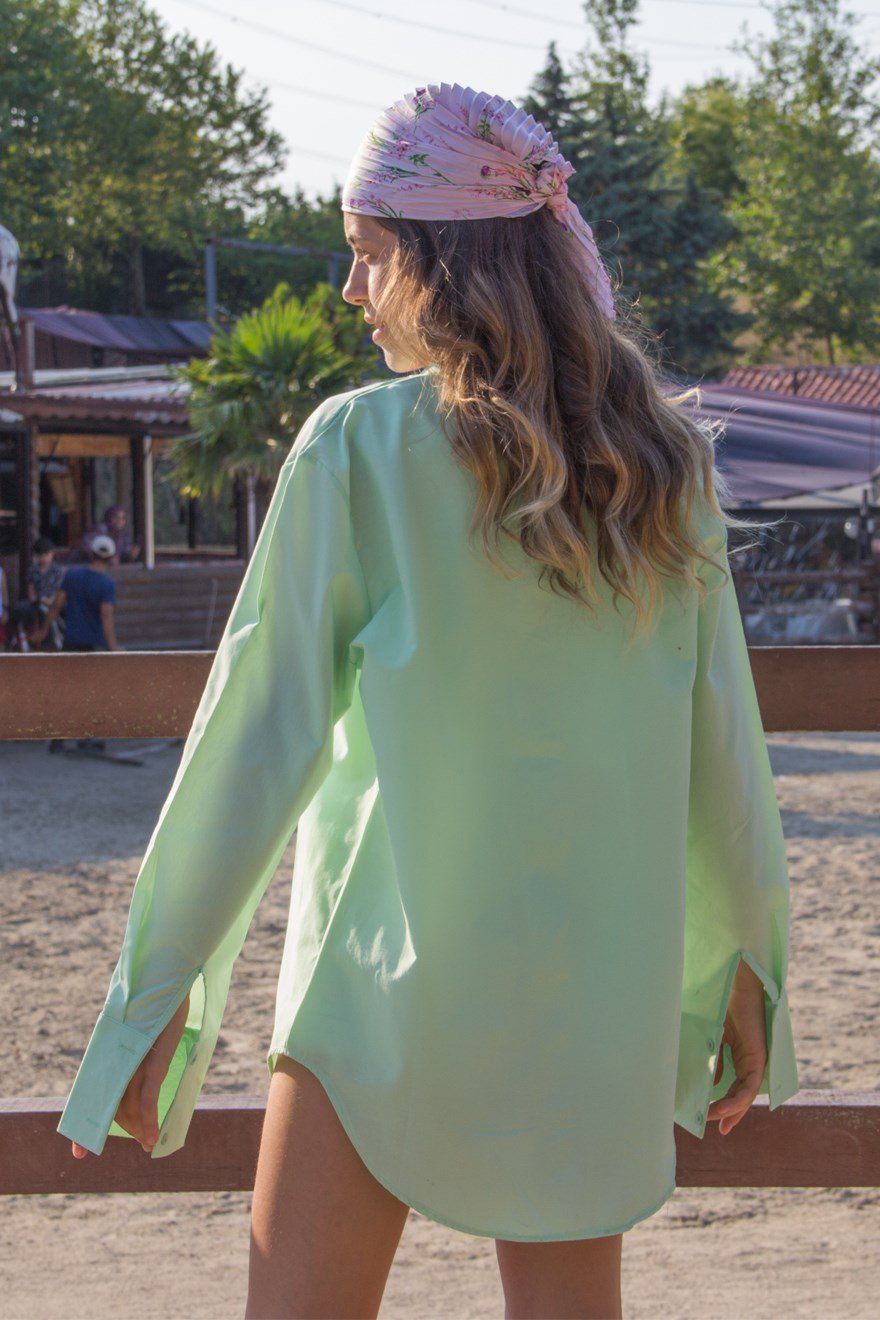 Oversize Gömlek - Fıstık Yeşili - Dominatrend