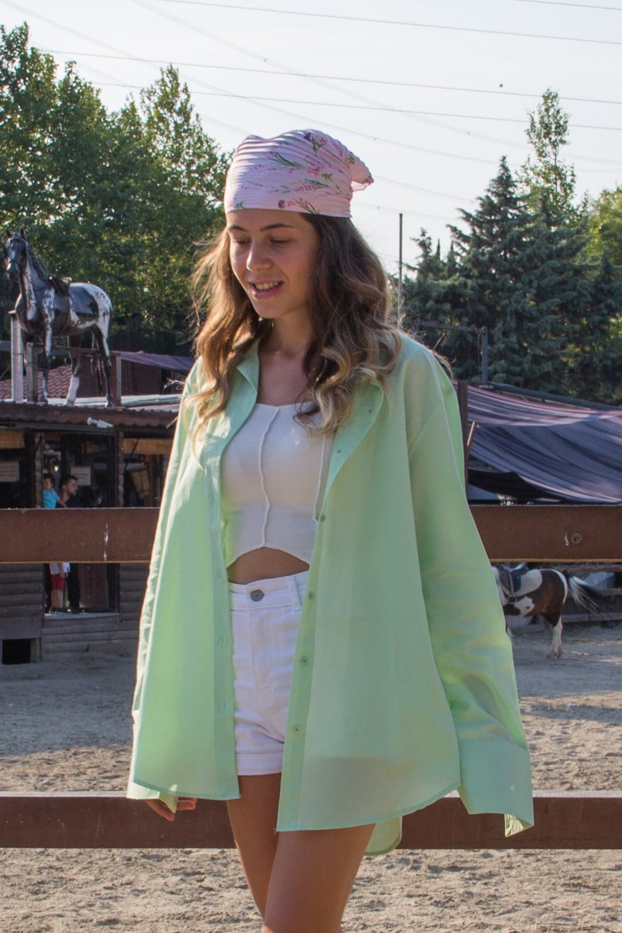 Oversize Gömlek - Fıstık Yeşili - Dominatrend