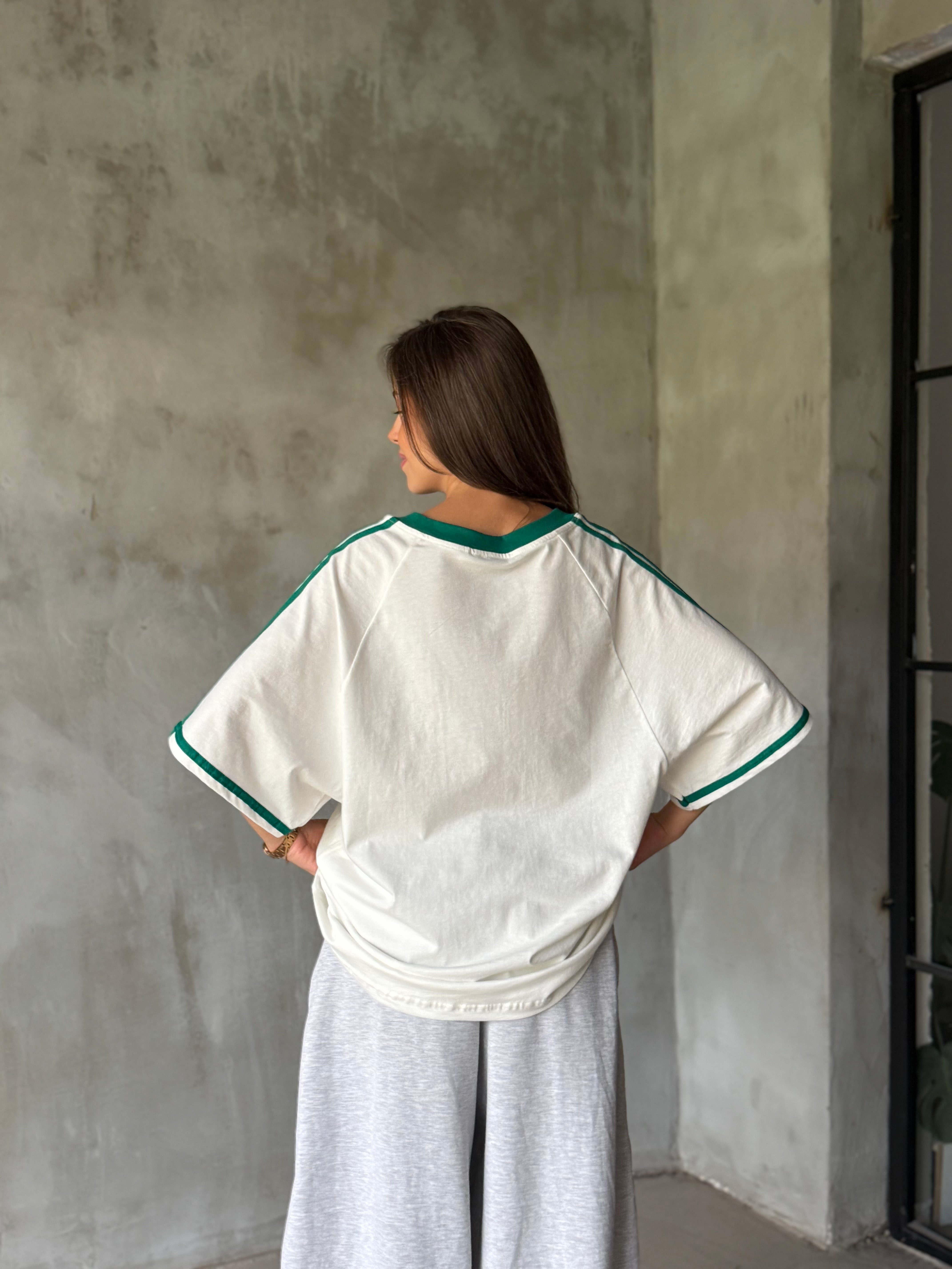 Oversize Jeep Baskılı Kolej Tshirt - Dominatrend