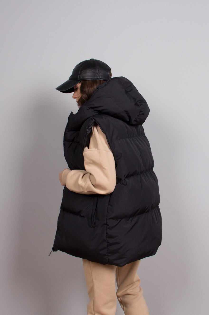 Oversize Şişme Yelek - Siyah - Dominatrend