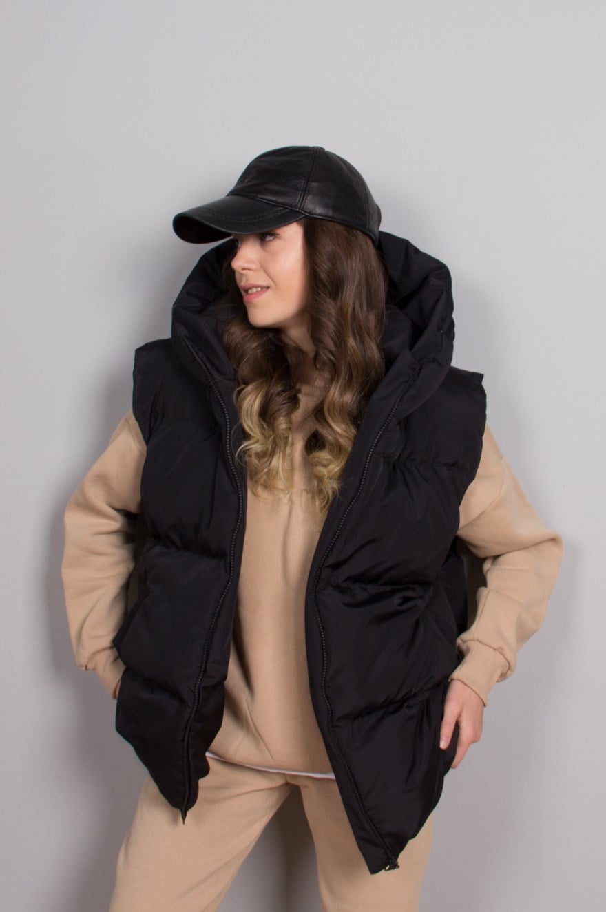 Oversize Şişme Yelek - Siyah - Dominatrend