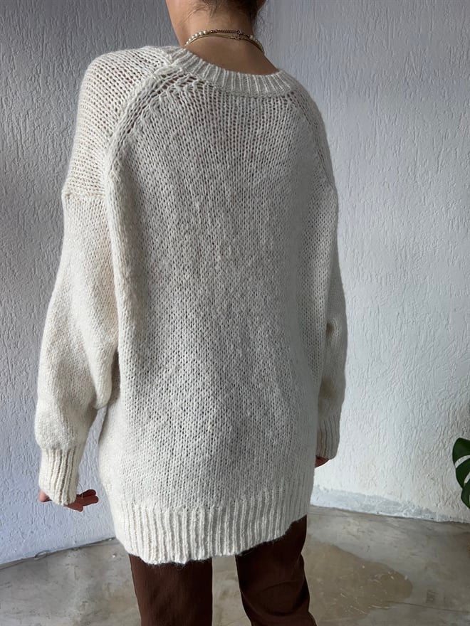 Oversize Uzun Yumoş Kazak - Ekru - Dominatrend