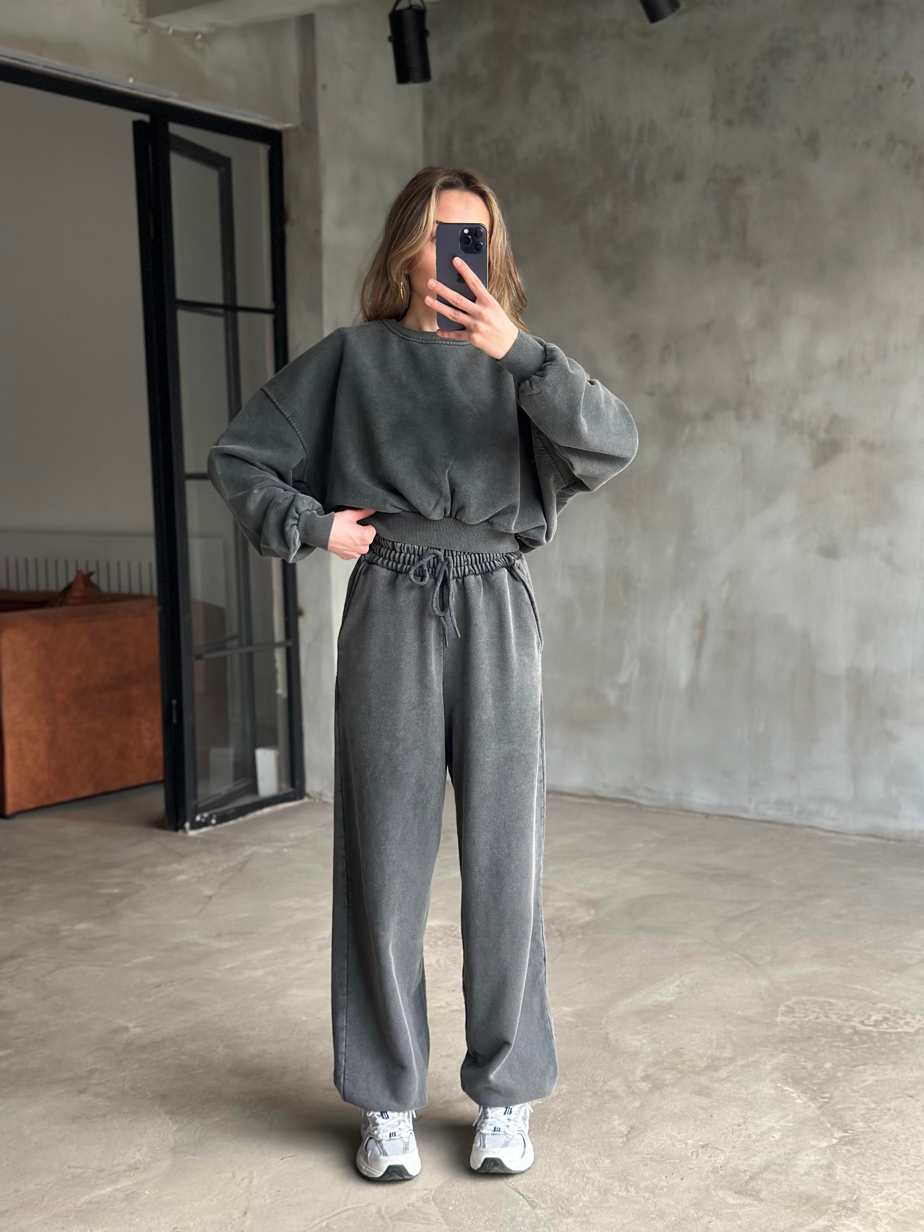 Oversize Yıkamalı İkili Eşofman Takımı  - Dominatrend