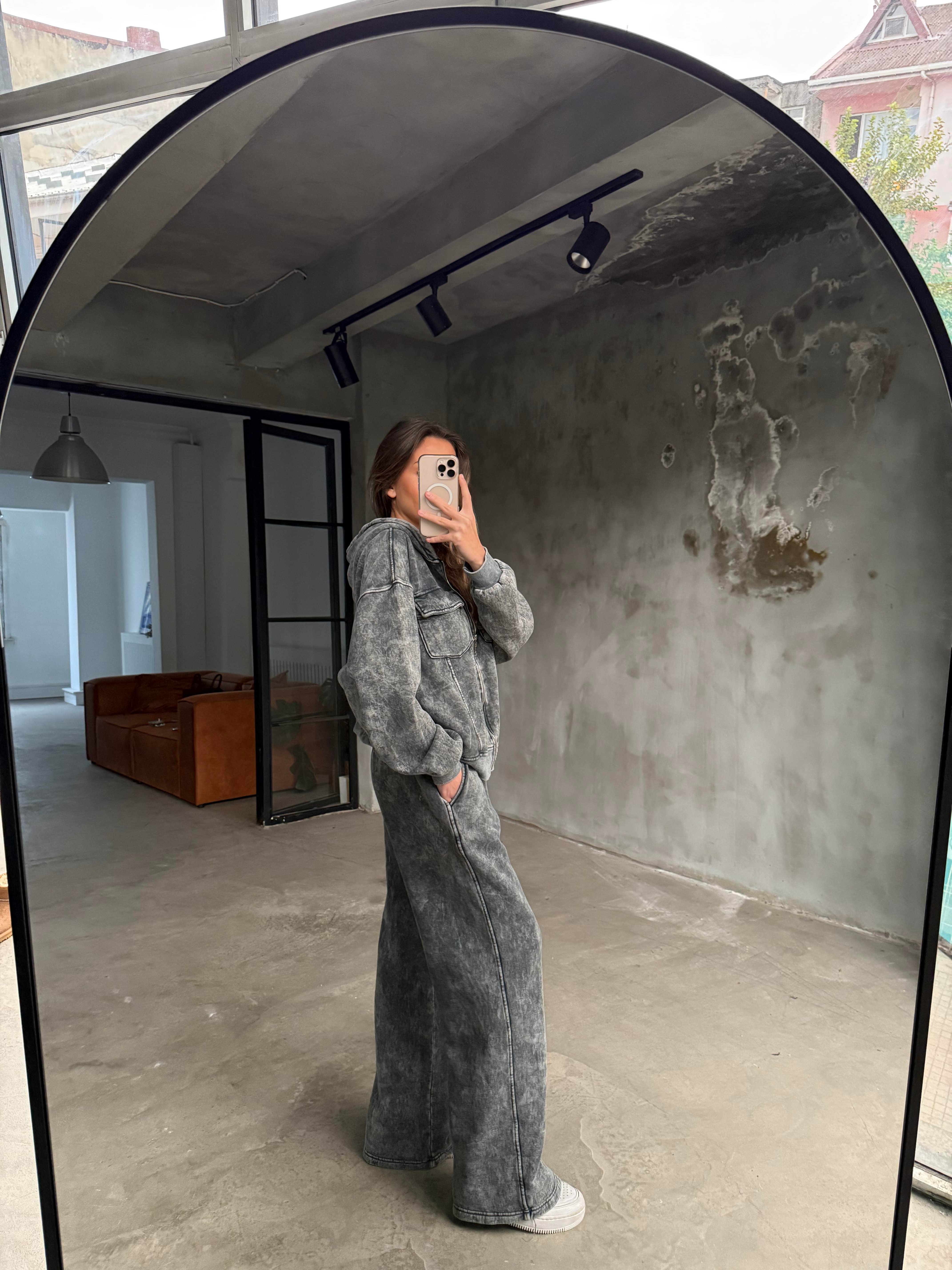 Oversize Yıkamalı İkili Takım - Antrasit - Dominatrend