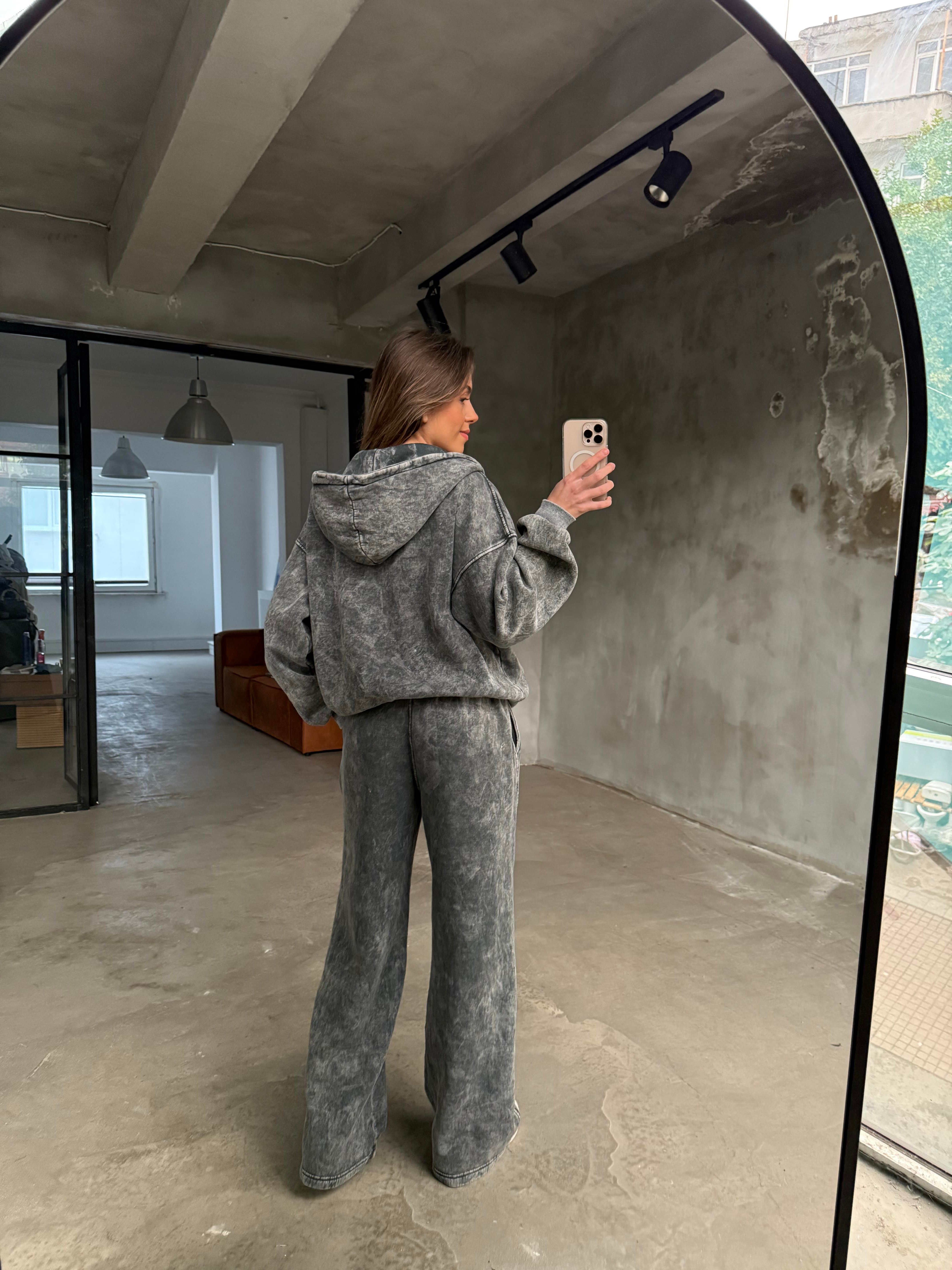 Oversize Yıkamalı İkili Takım - Antrasit - Dominatrend