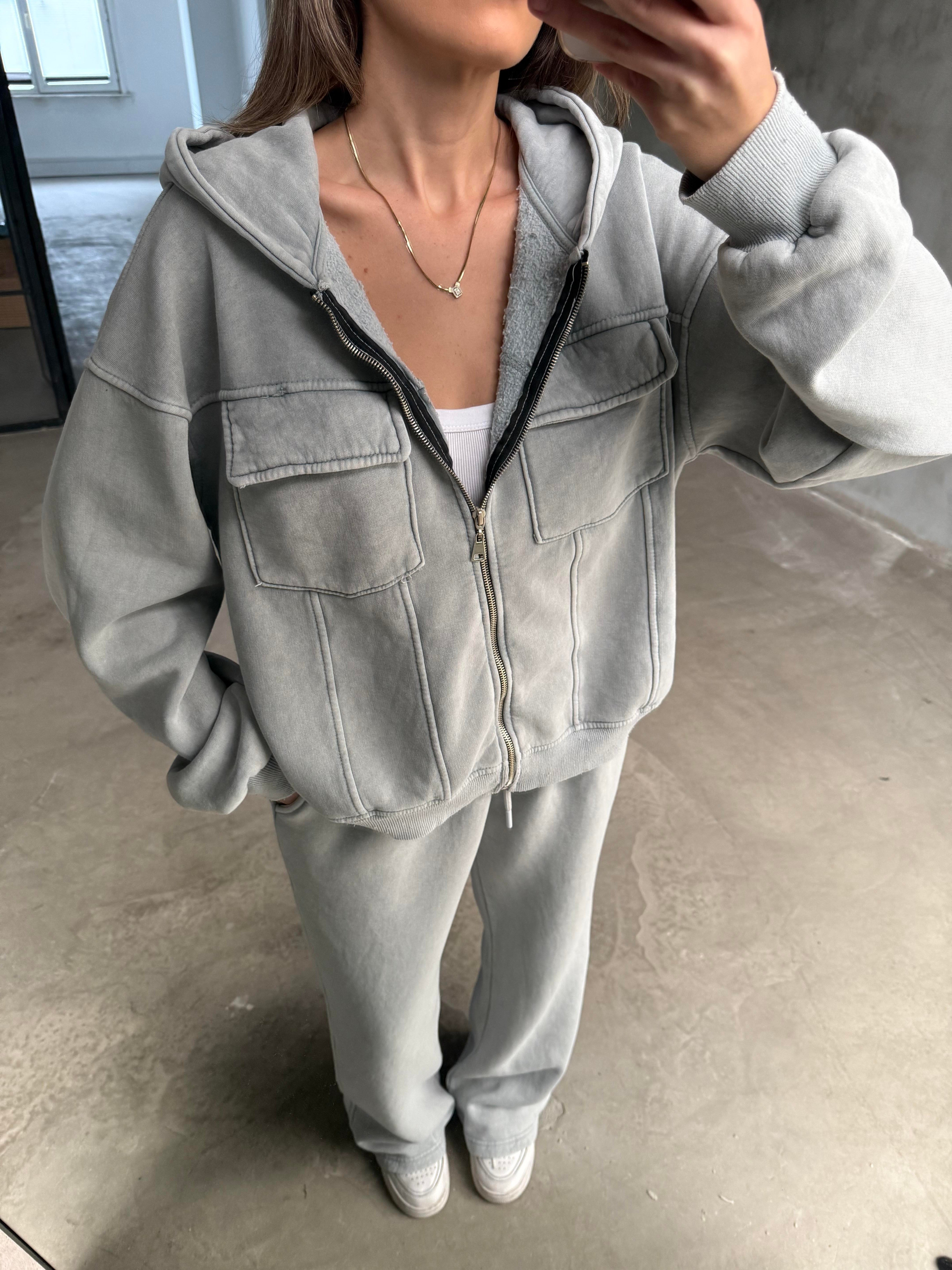 Oversize Yıkamalı İkili Takım - Gri - Dominatrend