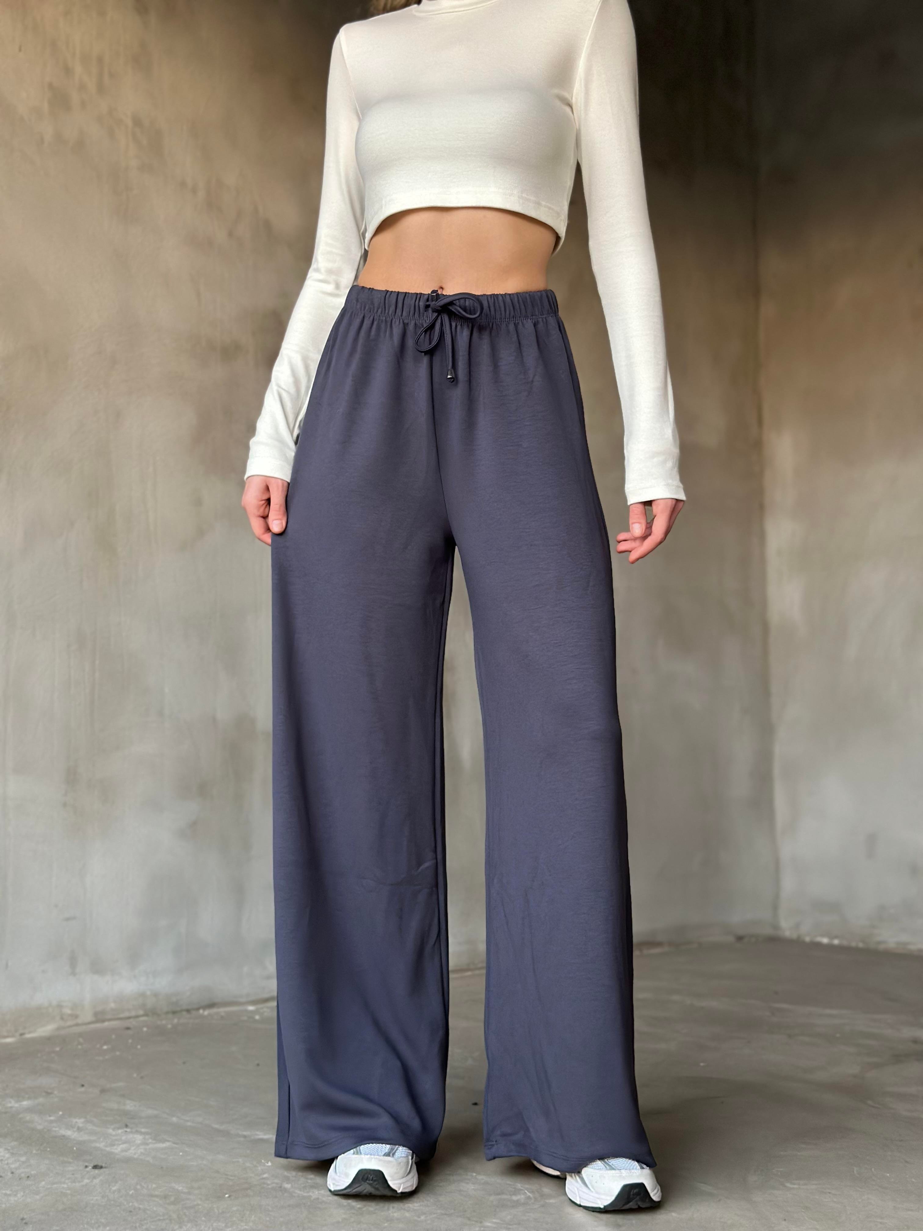 Oysh Modal Dökümlü Pantolon - Füme - Dominatrend