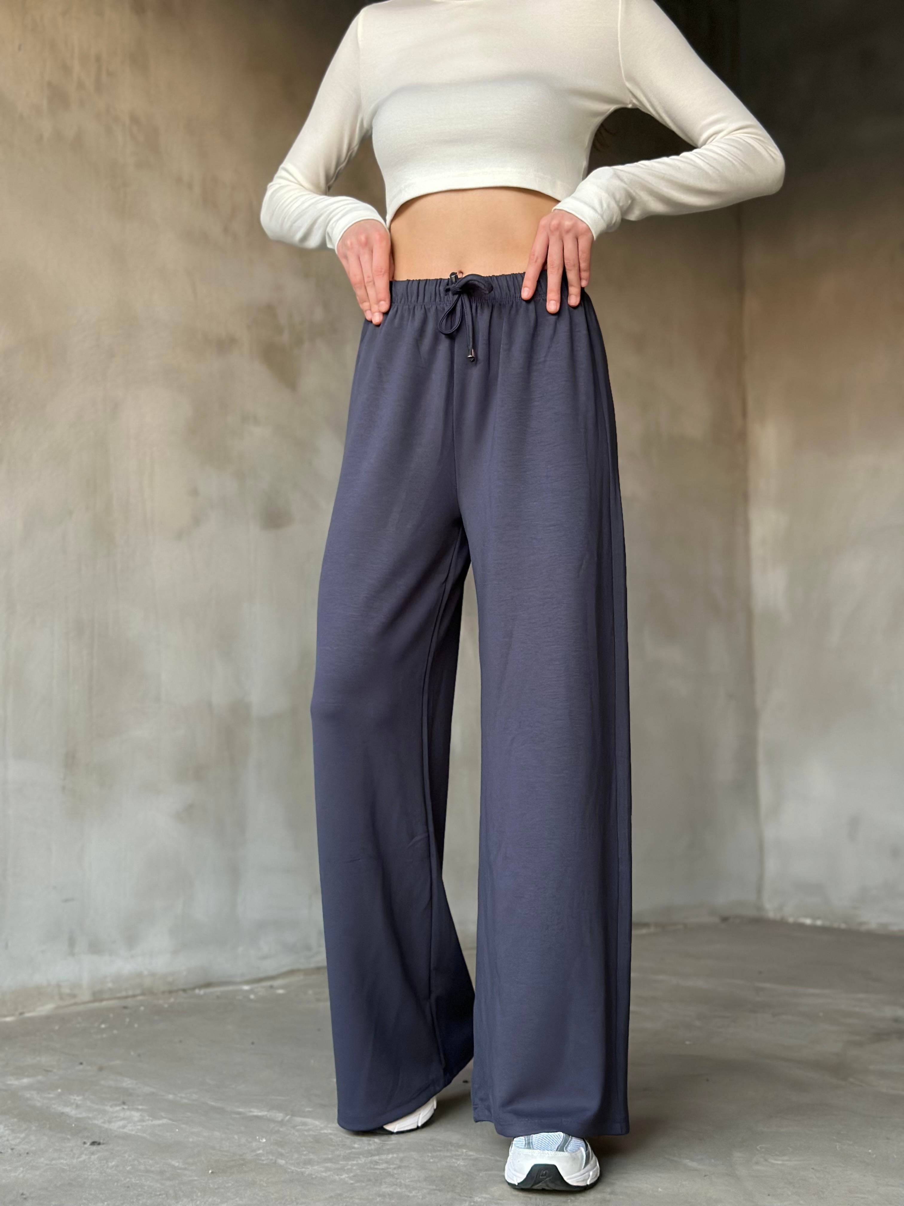 Oysh Modal Dökümlü Pantolon - Füme - Dominatrend