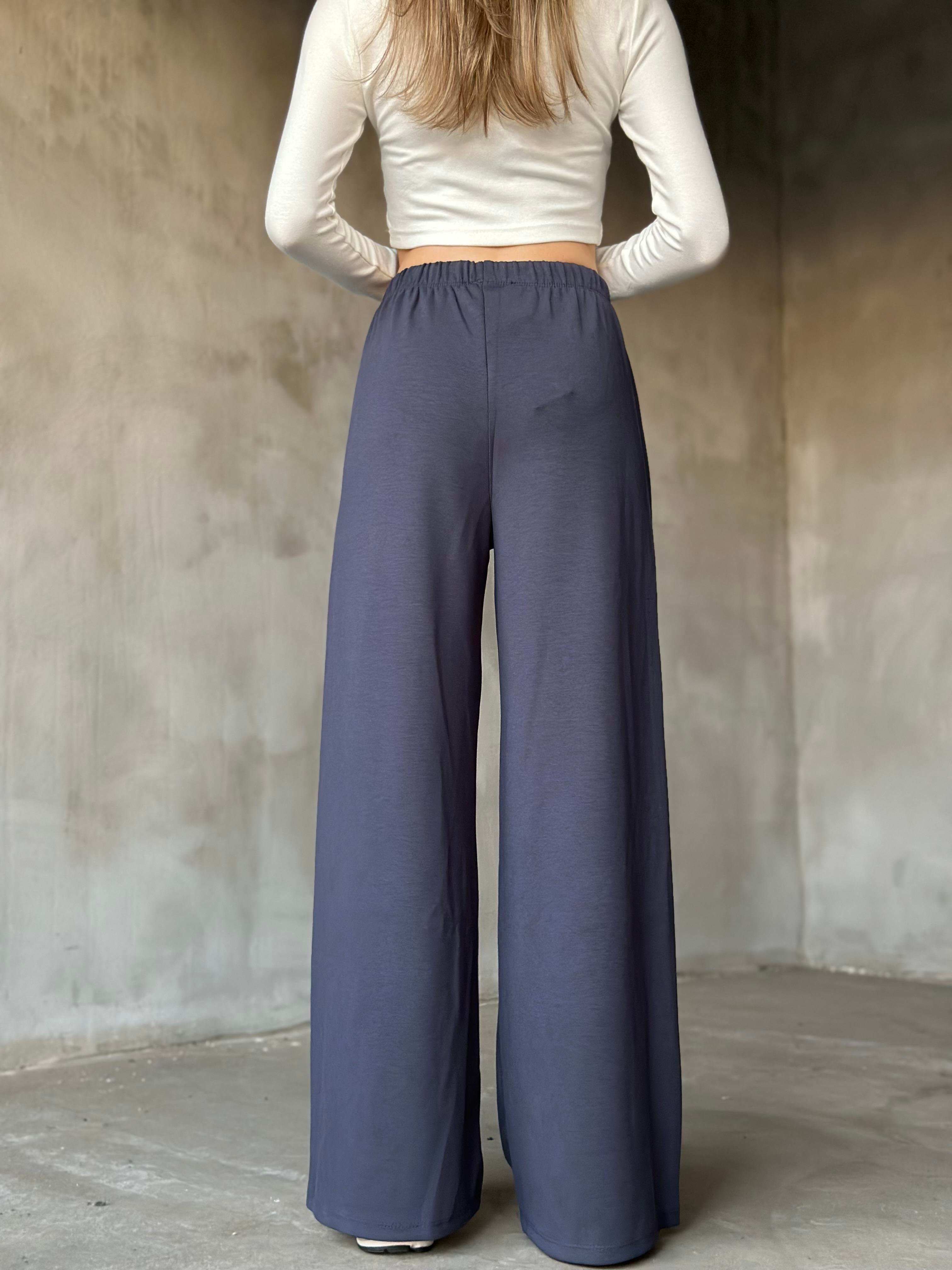 Oysh Modal Dökümlü Pantolon - Füme - Dominatrend