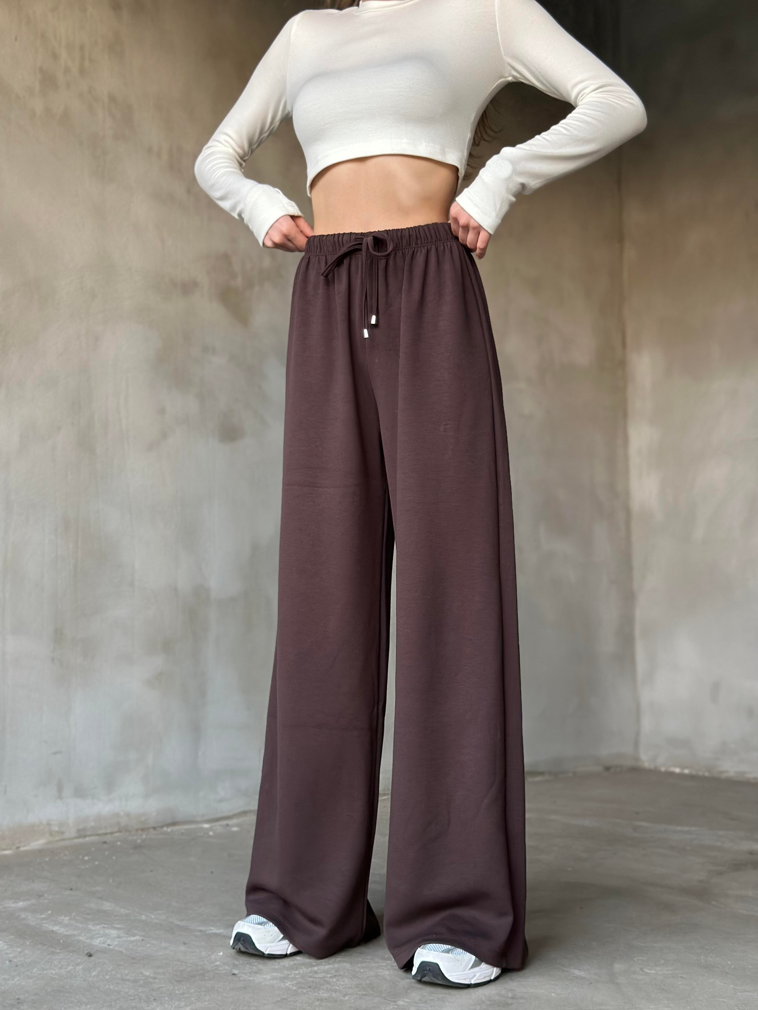 Oysh Modal Dökümlü Pantolon - Kahverengi - Dominatrend