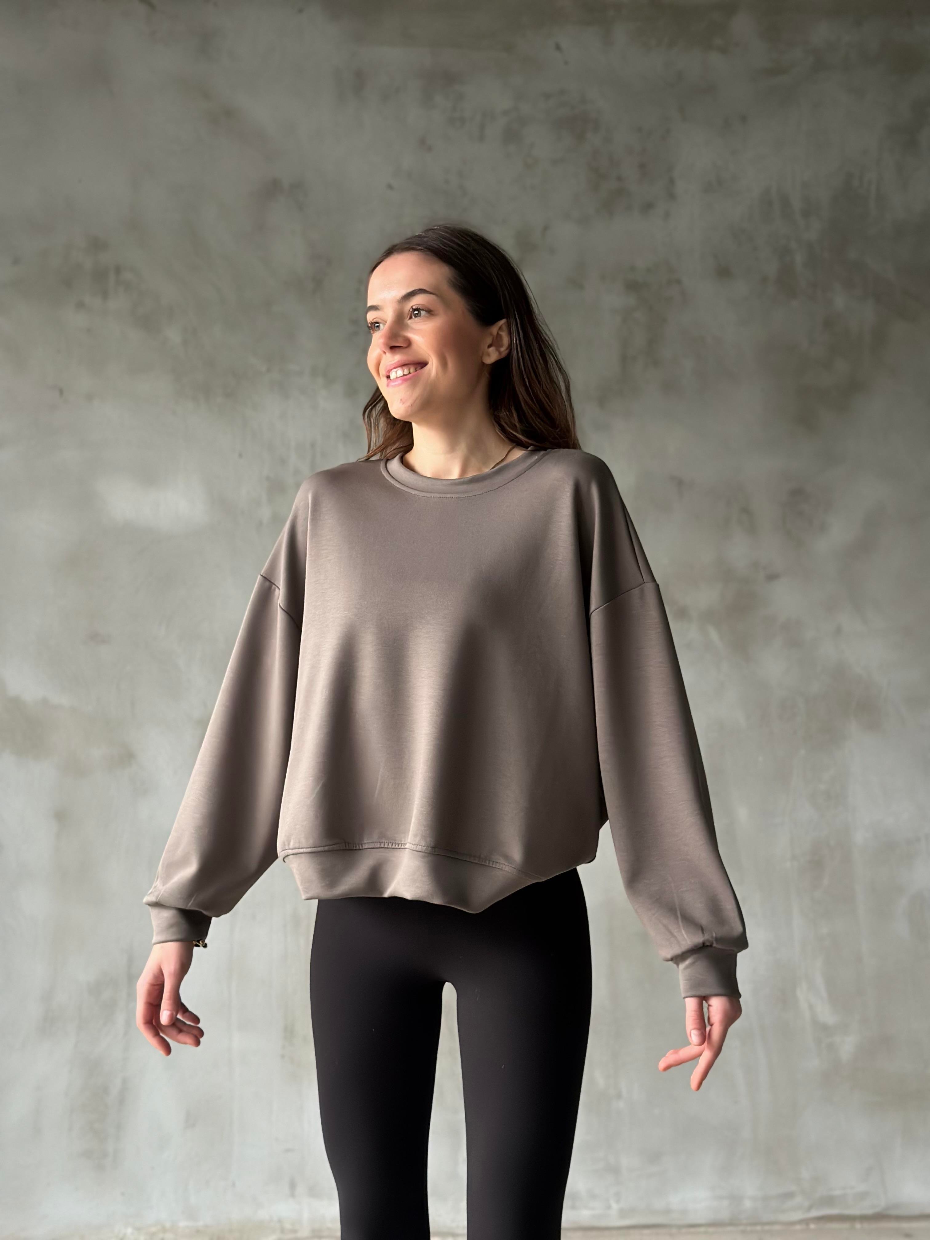 Oysh Modal Oversize Sweatshirt - Vizon - Dominatrend