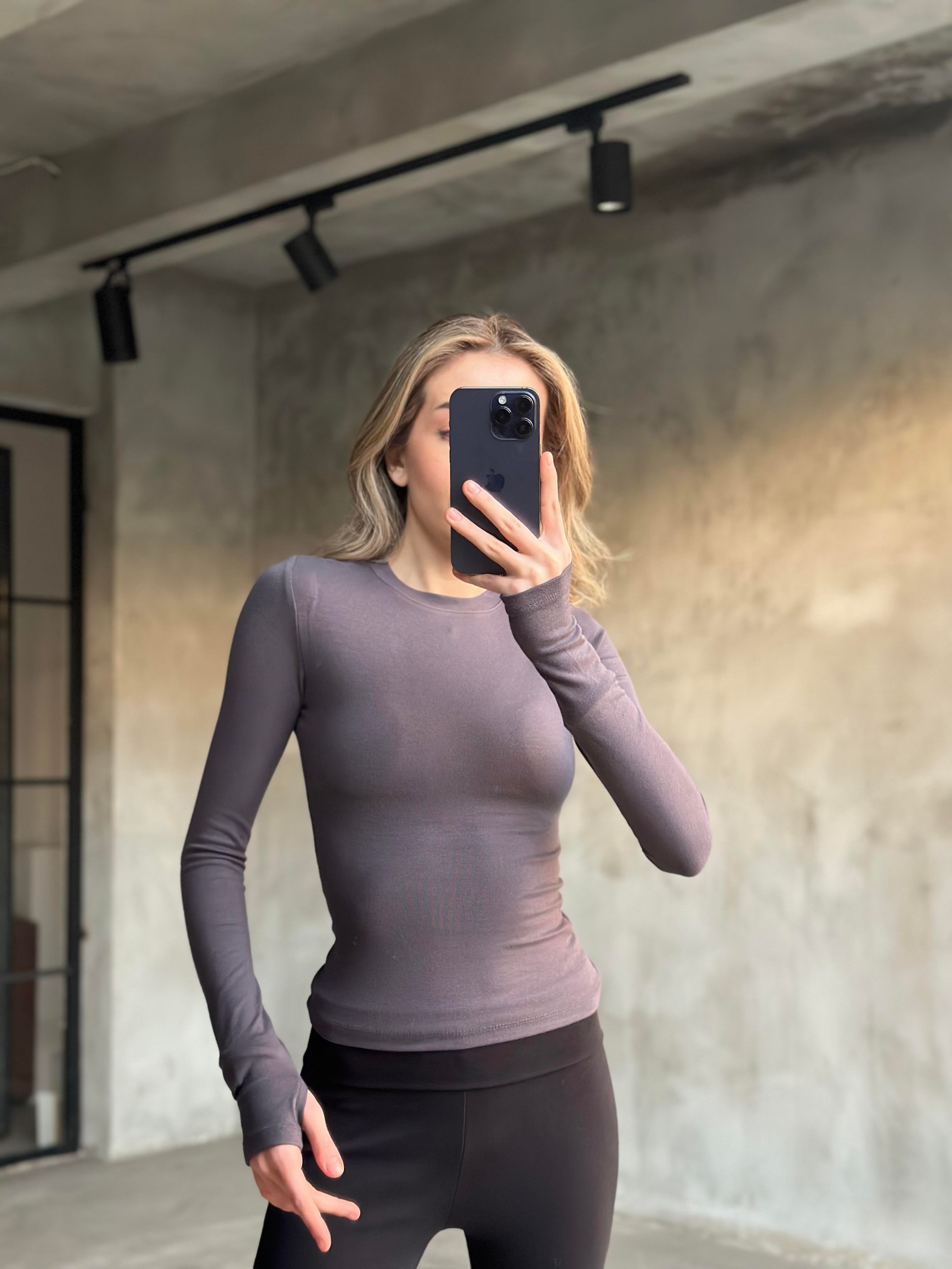 Oysh Parmak Geçirmeli Bluz - Füme - Dominatrend