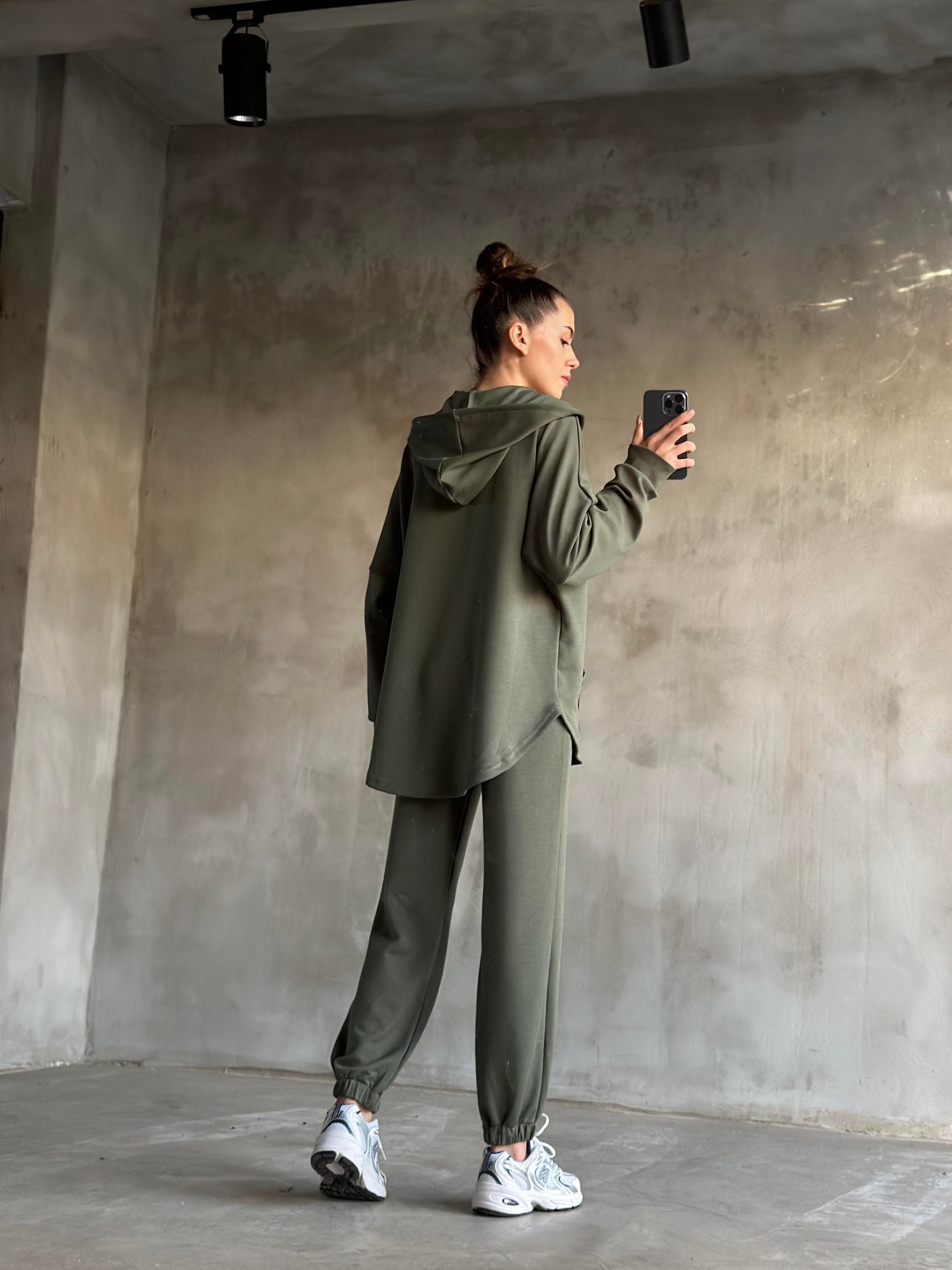 Oysh Uzun Hırkalı Jogger Takım - Yeşil - Dominatrend