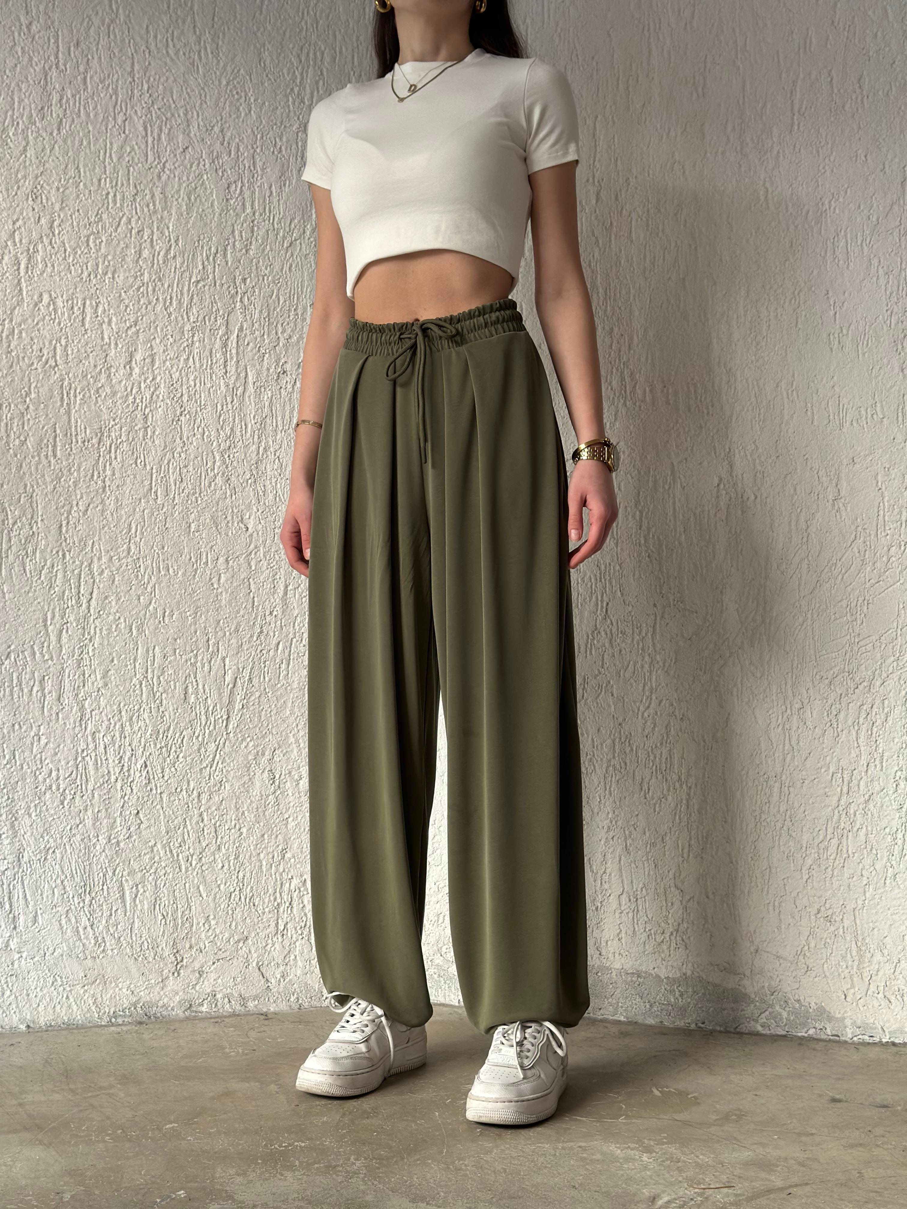 Oysho Modal Karışımlı Dökümlü Şalvar Pantolon - Yeşil - Dominatrend