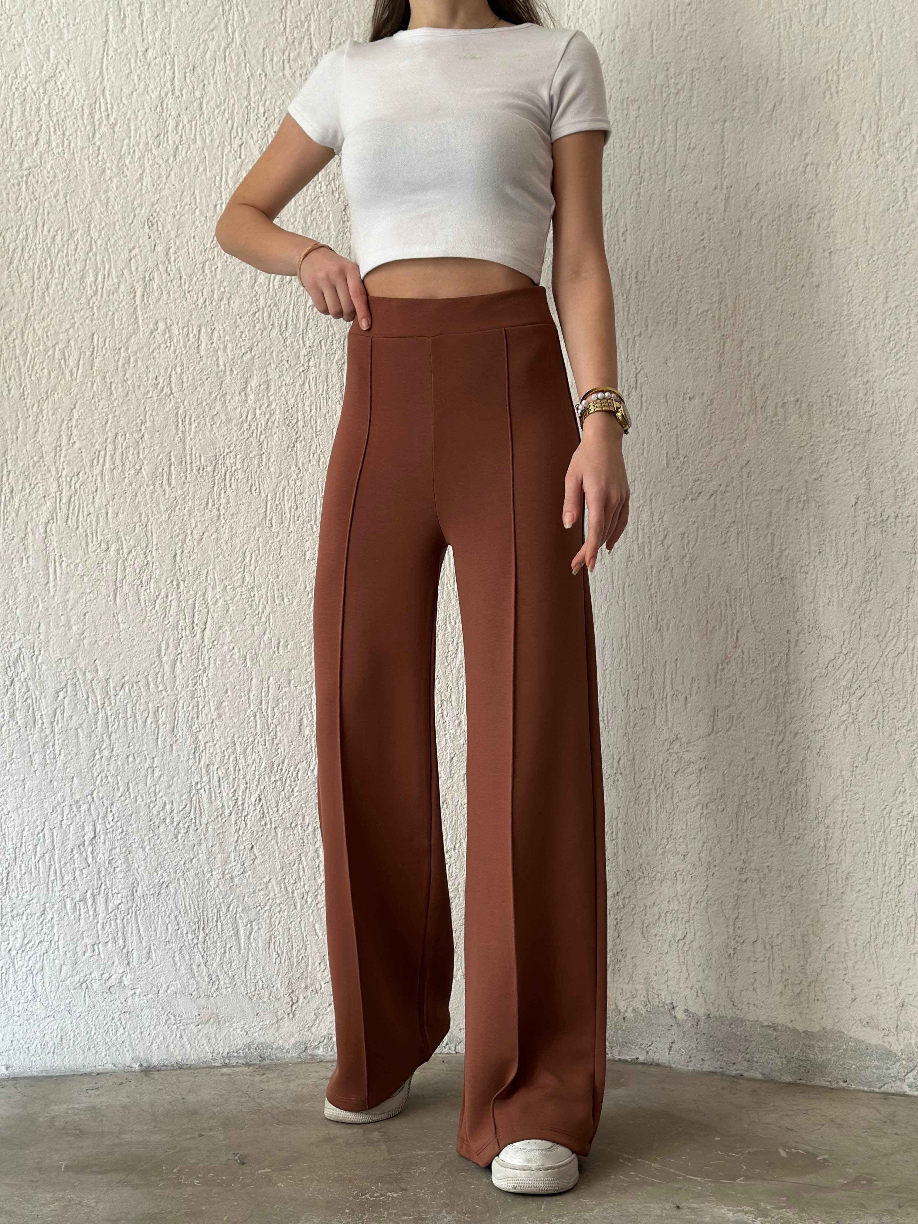 Oysho Palazzo Eşofman Altı - Kahverengi - Dominatrend